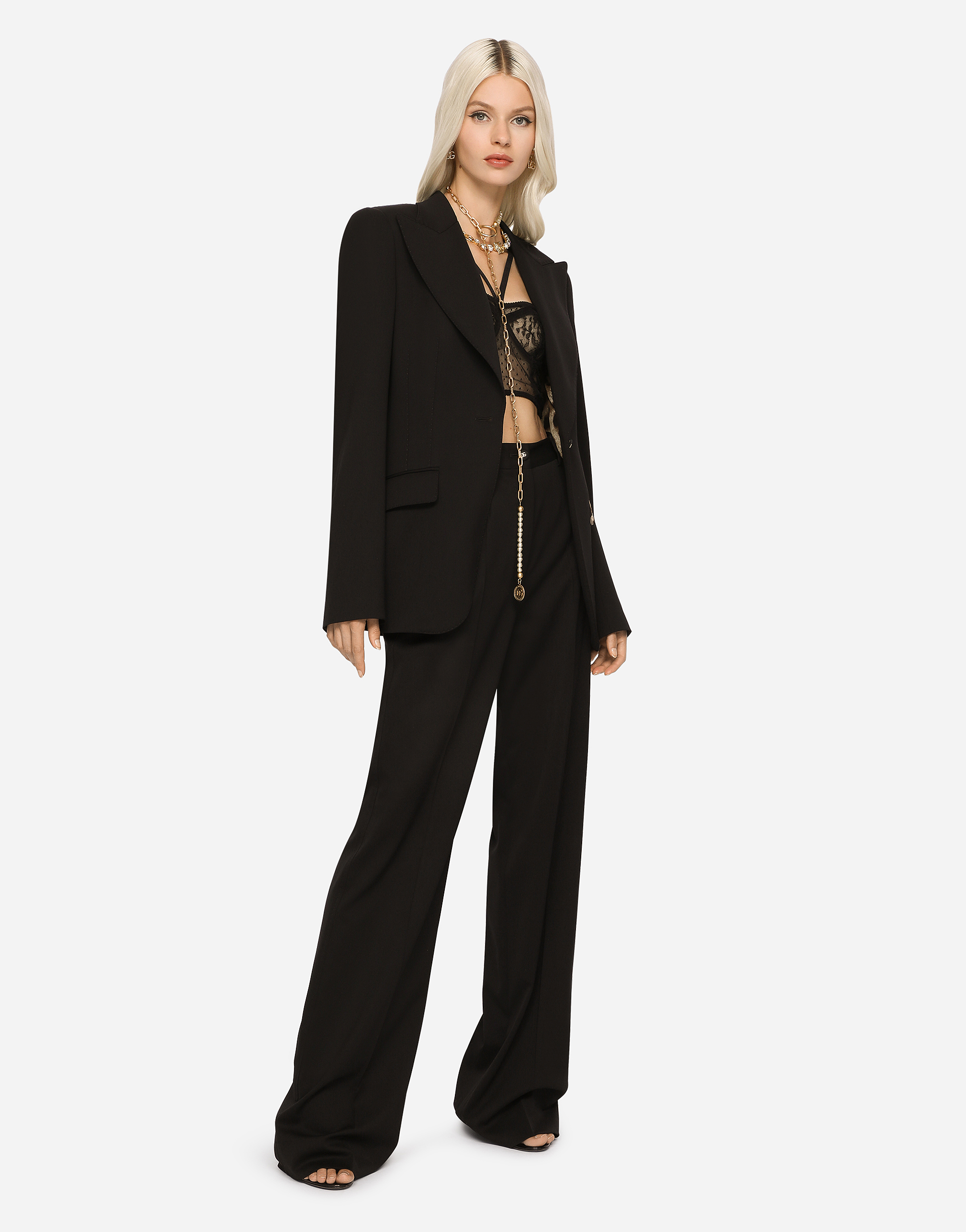 Dolce & Gabbana Gabardine Palazzo Pants In Black