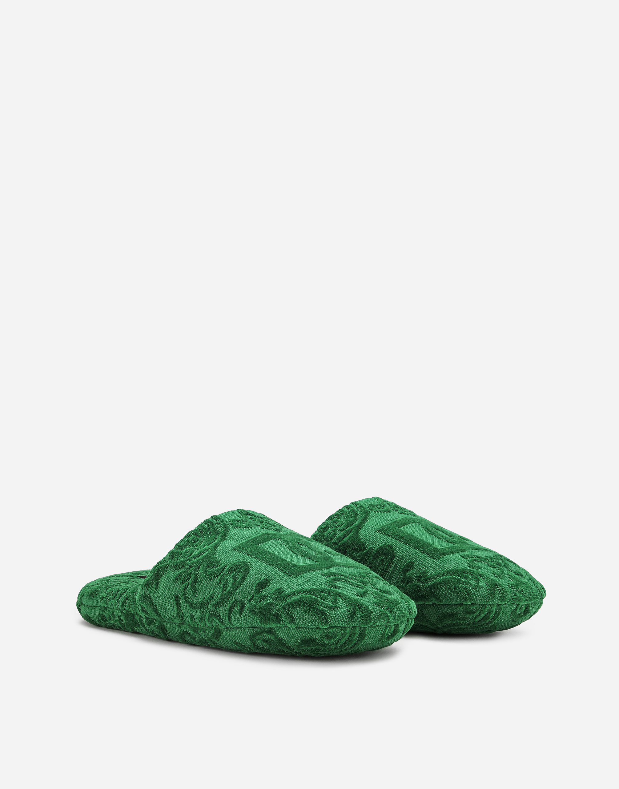 Dolce & Gabbana Jaquard Cotton Terry Slippers In Multicolor