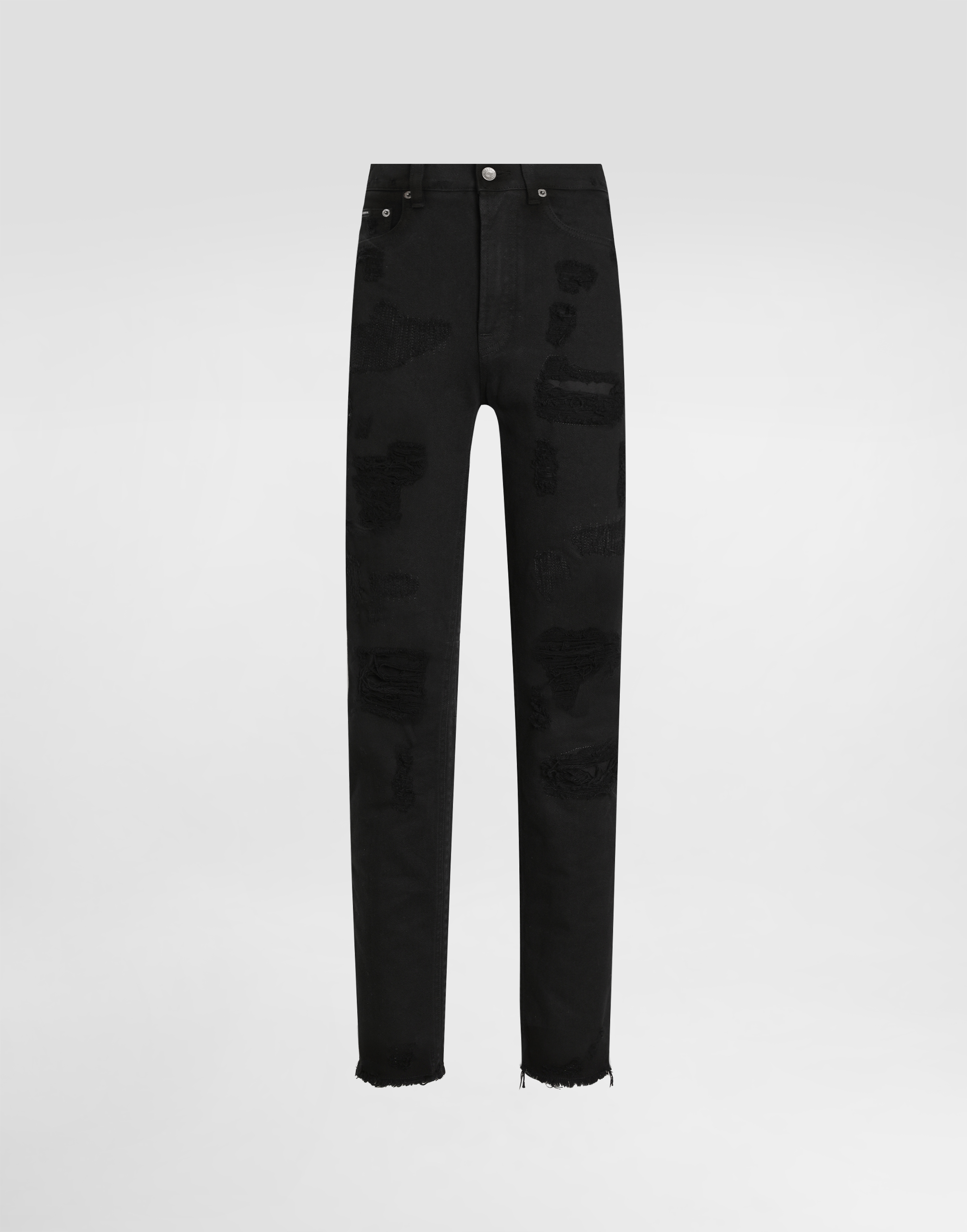 Dolce & Gabbana Female Boyfriend Jeans With Rips - Woman Denim Multi-Colored Cotton Multicolor Size 36