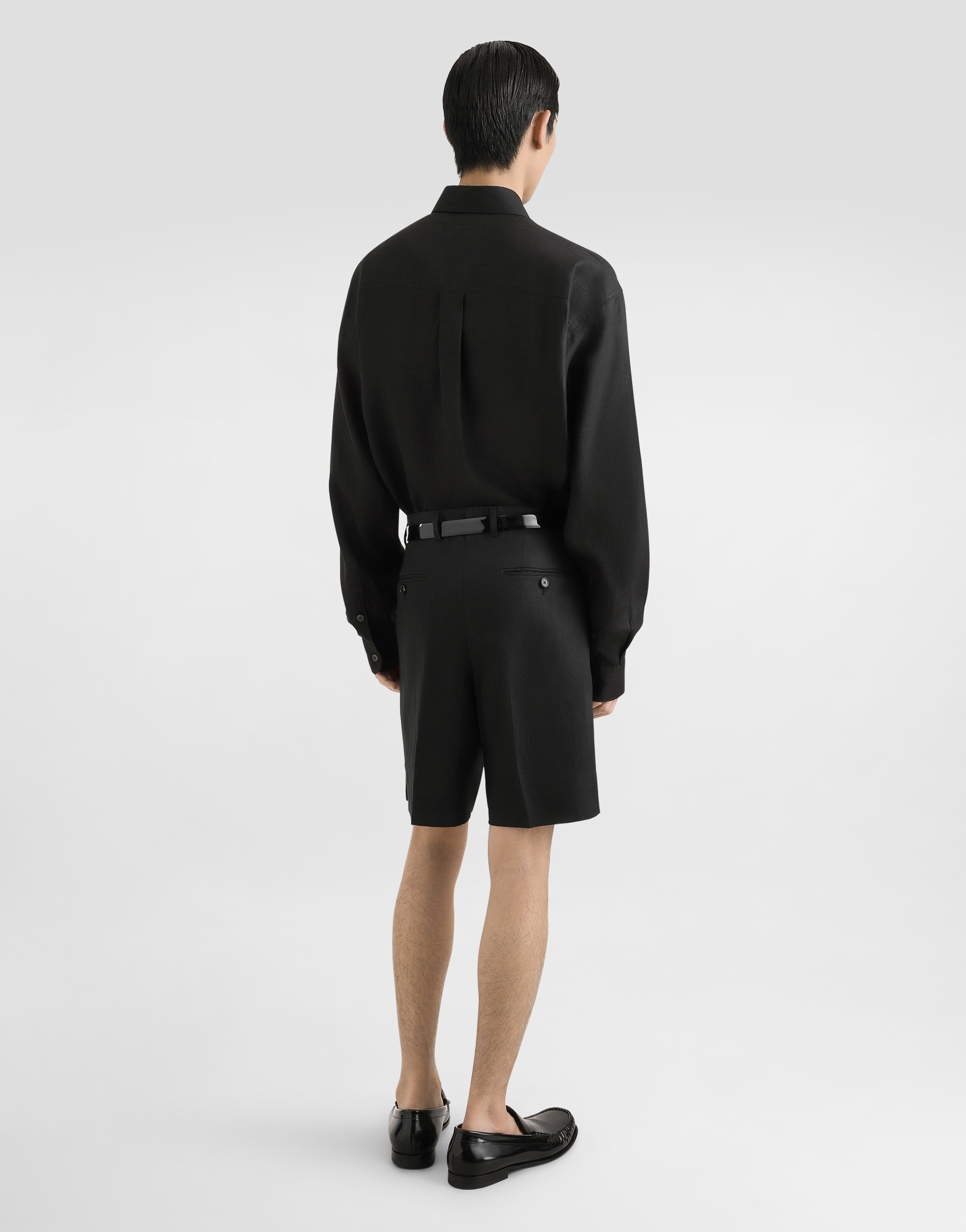 Dolce & Gabbana Cotton Tuxedo Shirt With Heraldic Patch In Black