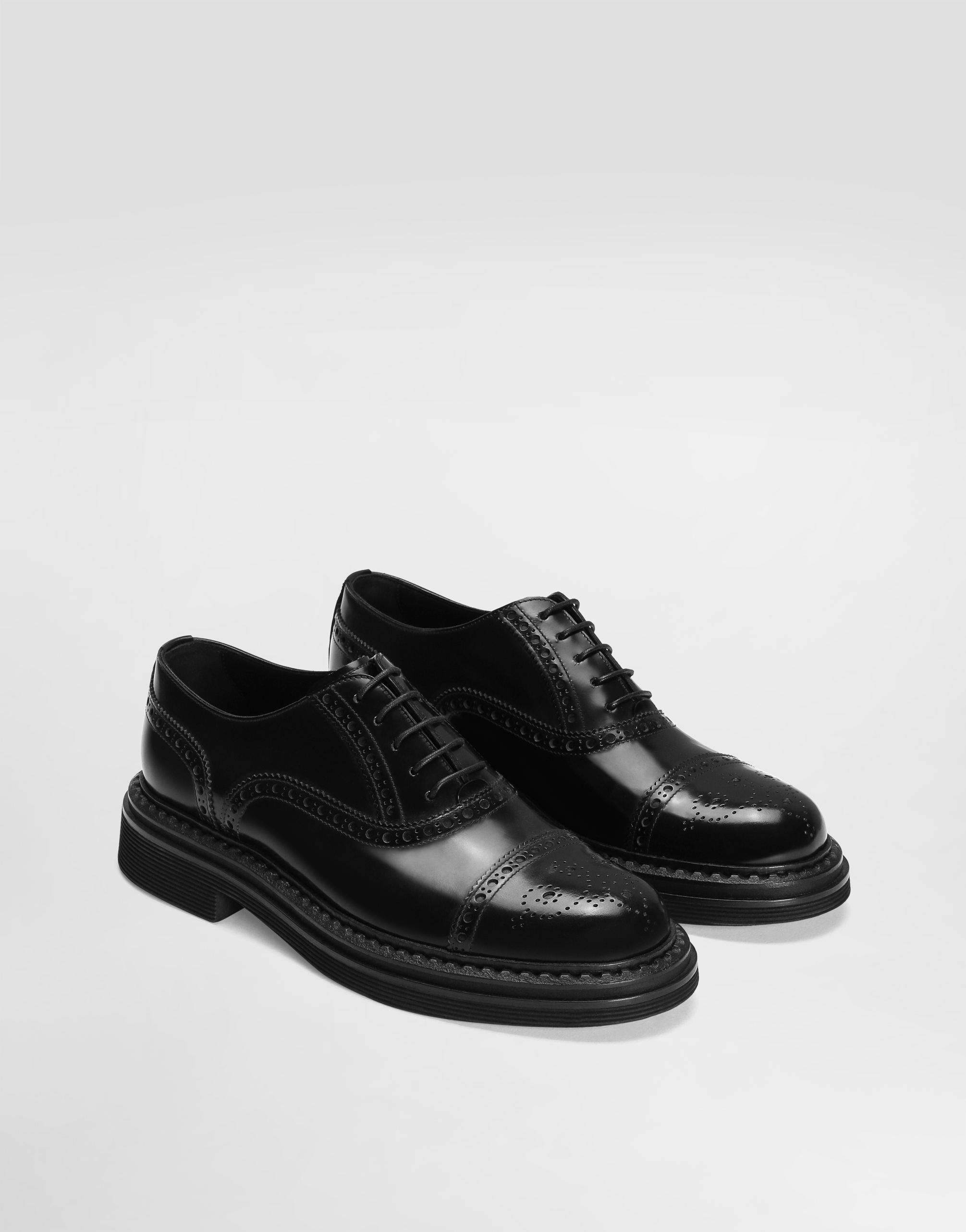 Shop Dolce & Gabbana Brushed Calfskin Oxfords In Black