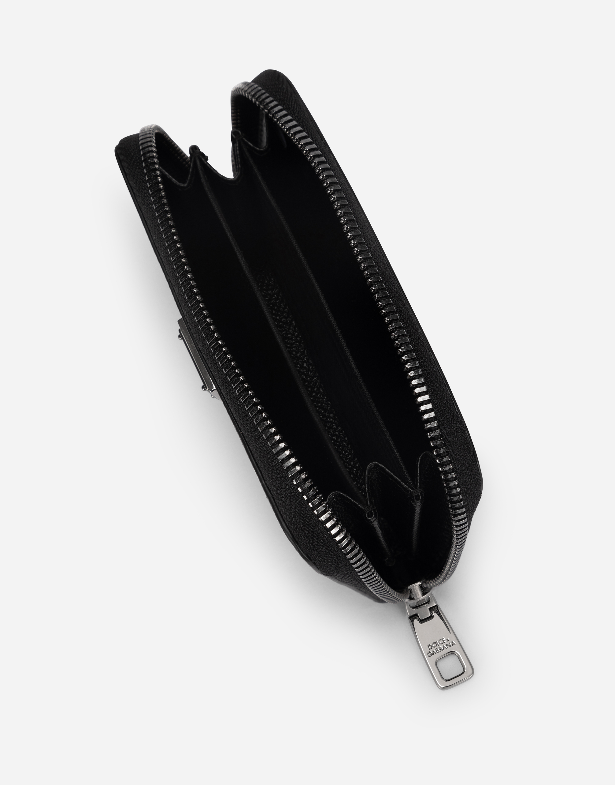 DOLCE & GABBANA SMALL CALFSKIN ZIP-AROUND WALLET WITH ALL-OVER DG PRINT