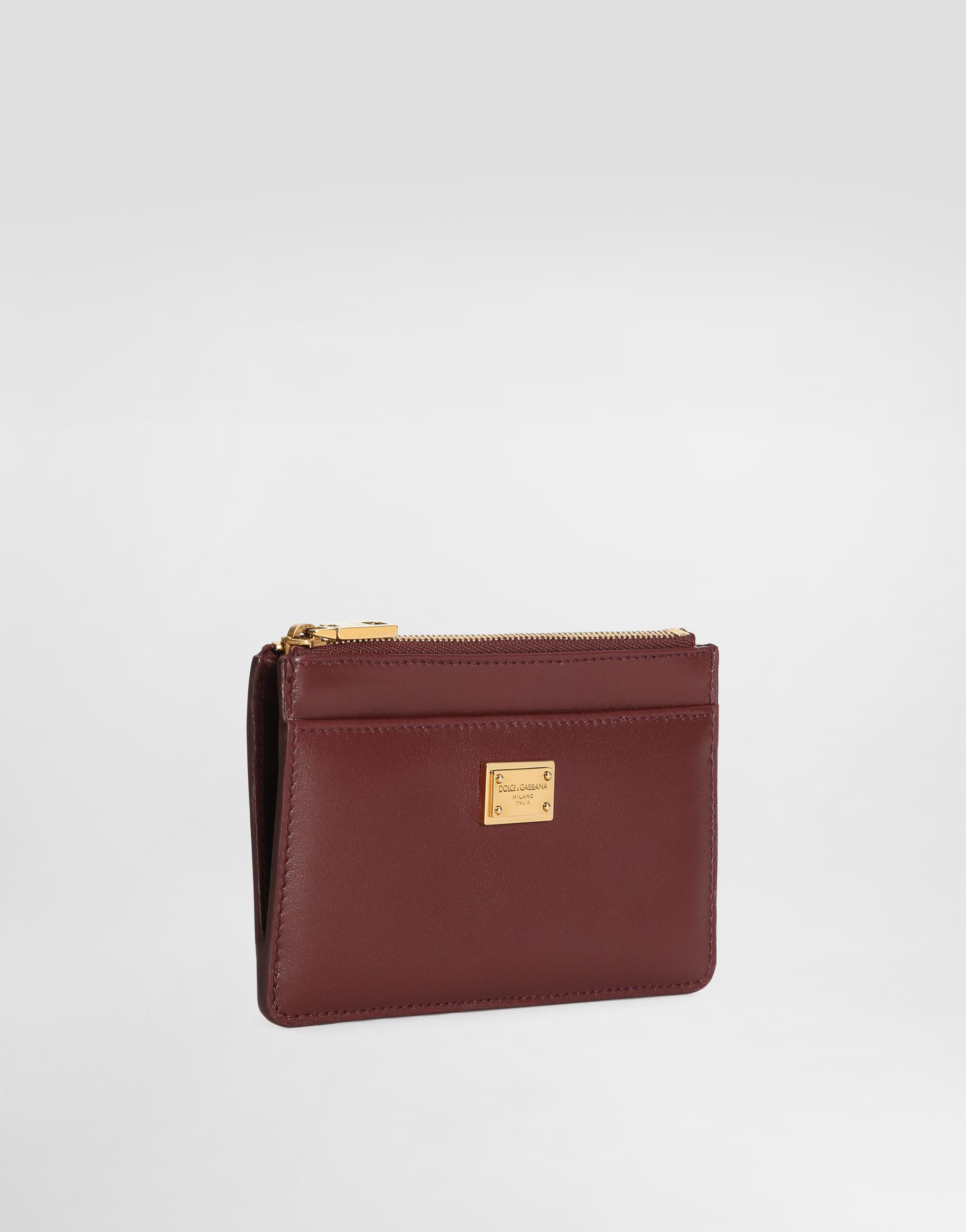 Dolce & Gabbana Zip Logo-plaque Wallet In Burgundy