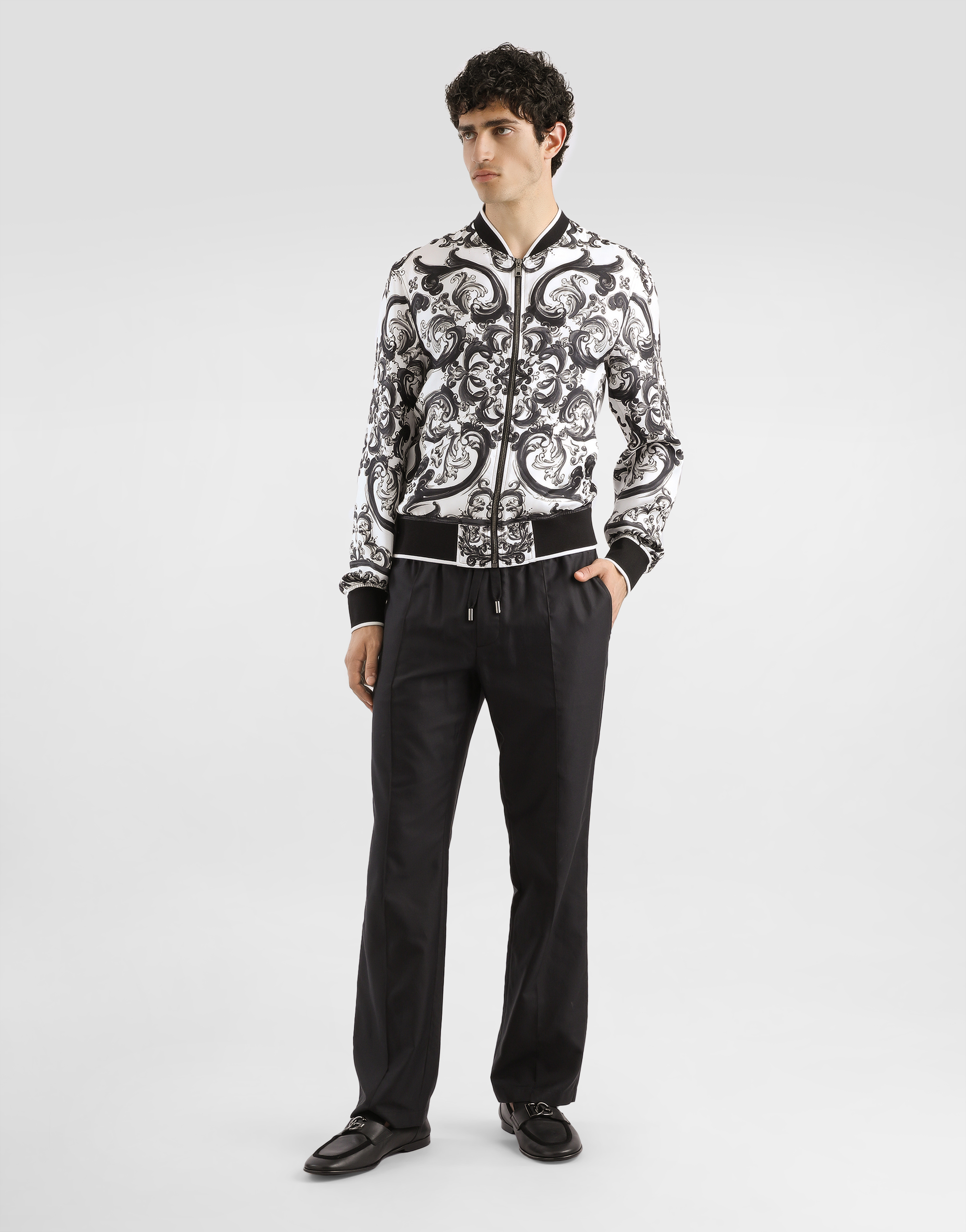 Majolica-print twill jacket