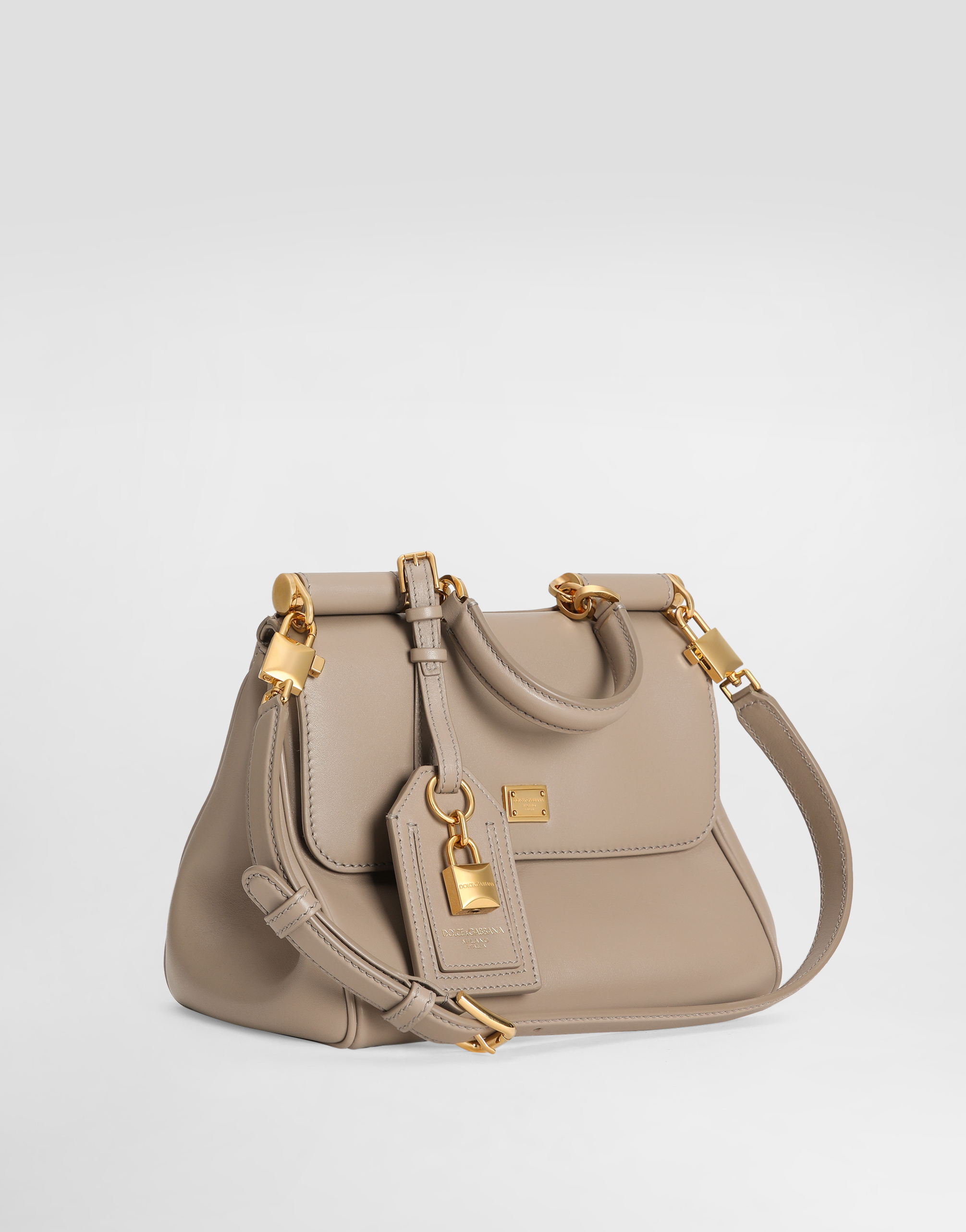Dolce & Gabbana Medium Sicily Leather Handbag With Padlock Detail