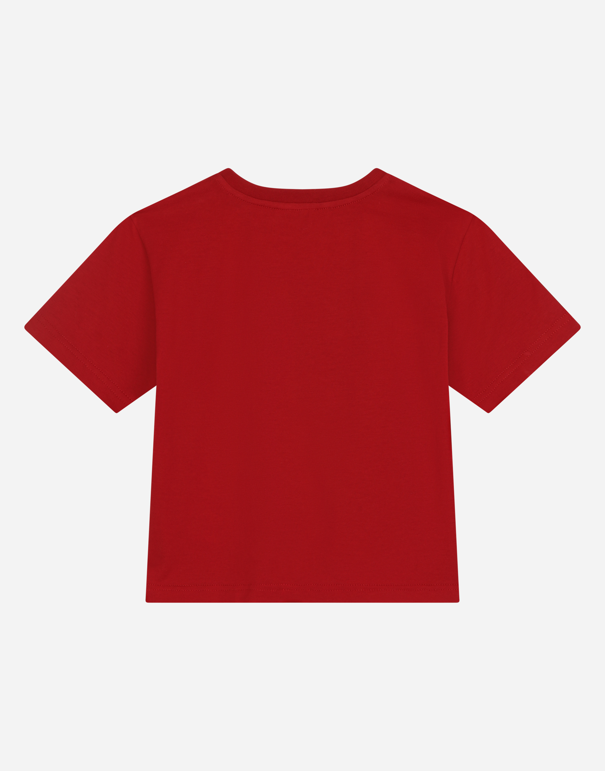 Shop Dolce & Gabbana Jersey Round-neck T-shirt With Dg Milano Embroidery In Red