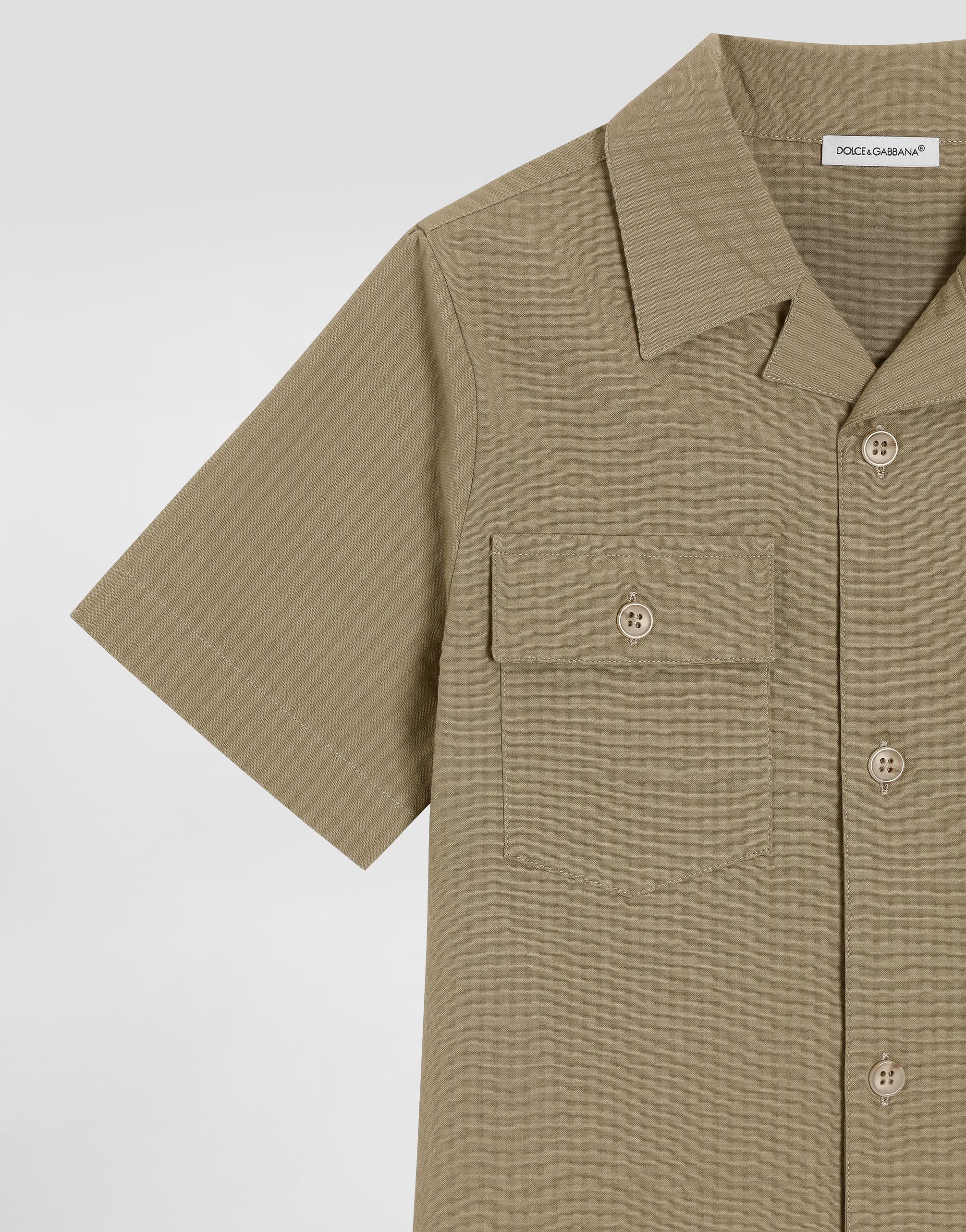 Dolce & Gabbana Striped Flap-pocket Shirt In Green