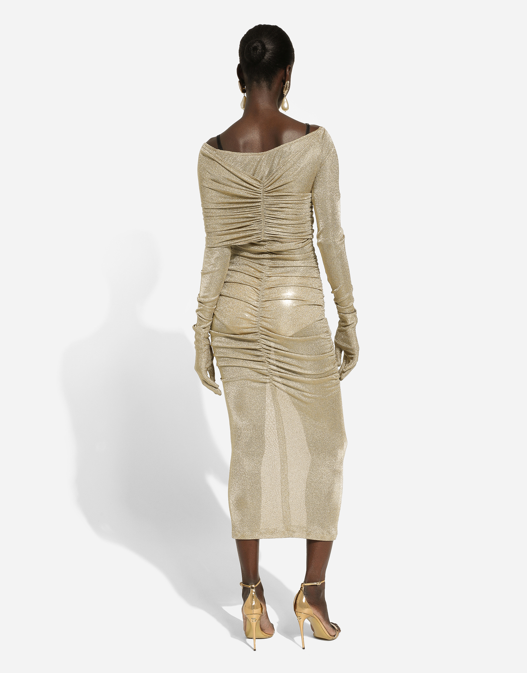 Lurex mesh calf-length dress