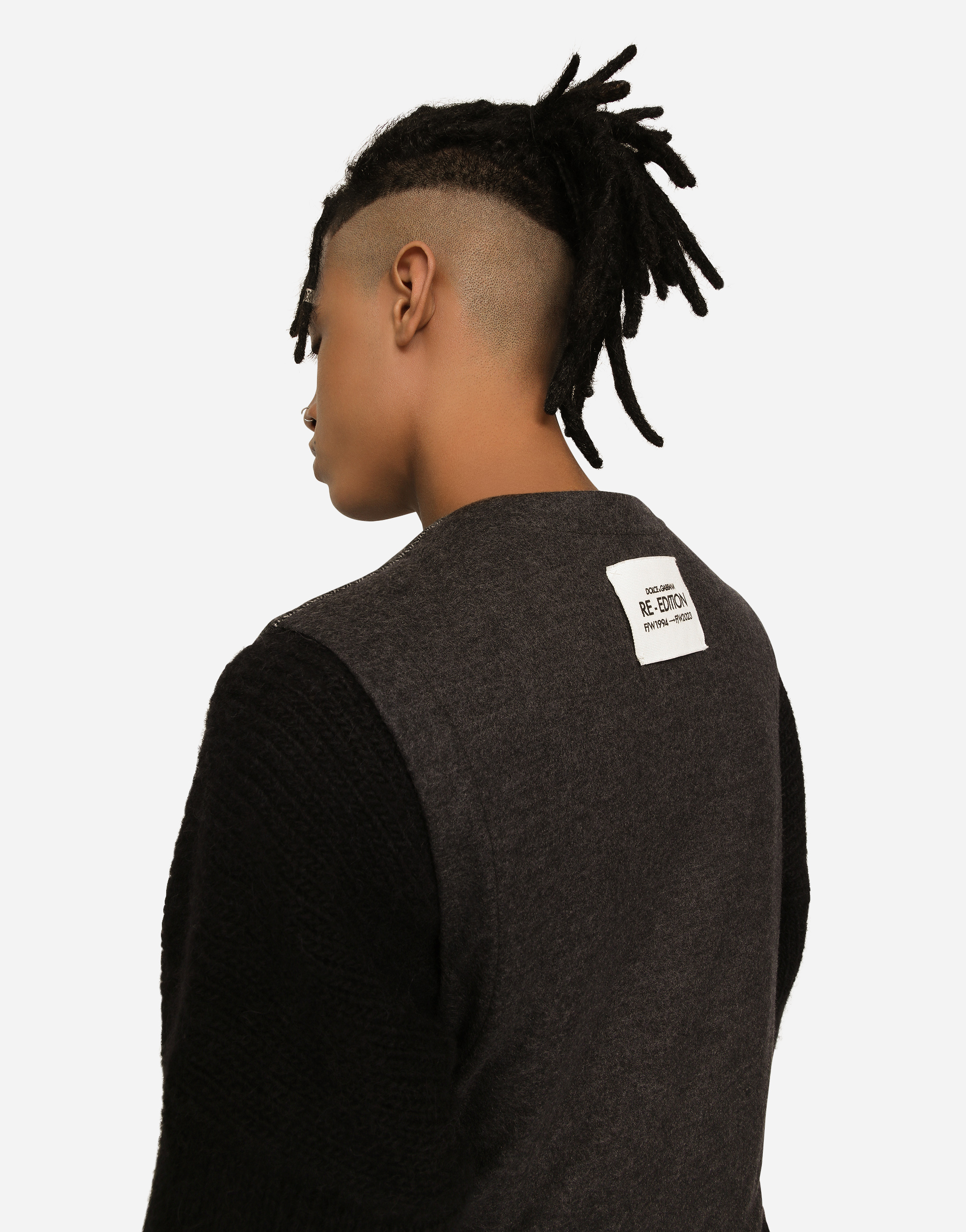 DOLCE & GABBANA LAYERED JERSEY AND PINSTRIPE WOOL VEST