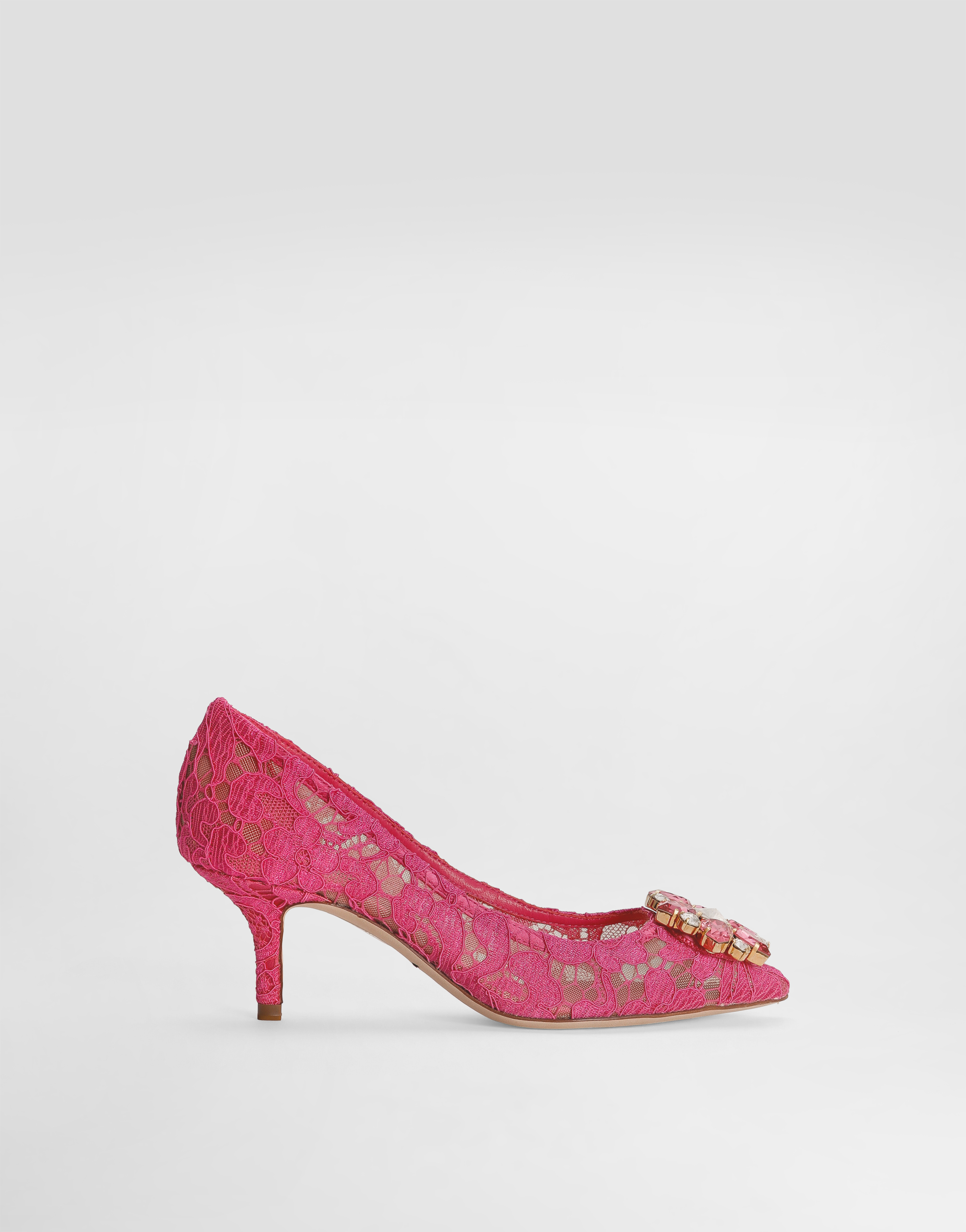 Dolce & Gabbana Pump In Taormina Lace With Crystals - Woman Pumps And Slingback Fuchsia Lace