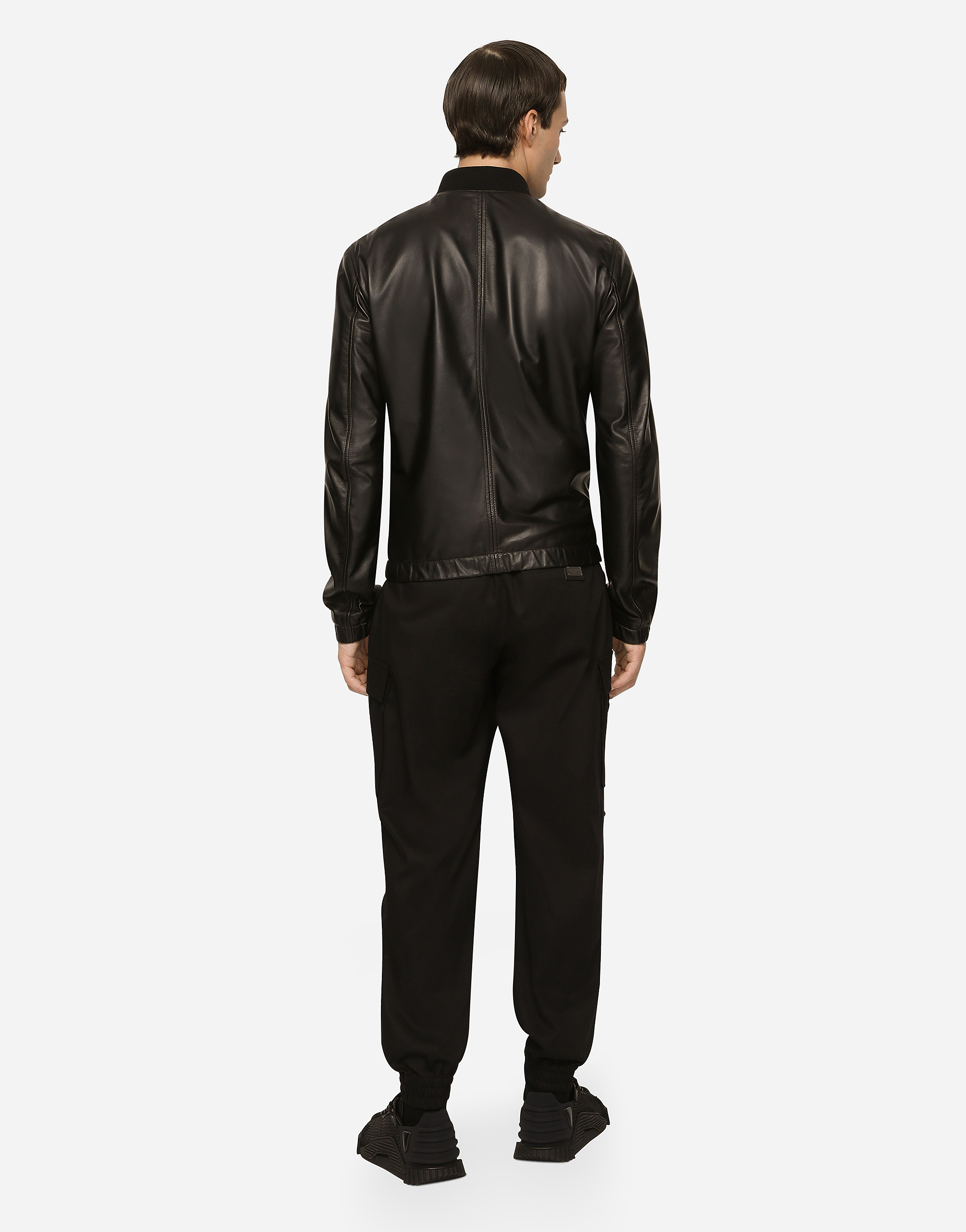 Dolce & Gabbana Black Jacket With Metal Logo Patch On The Chest In Black