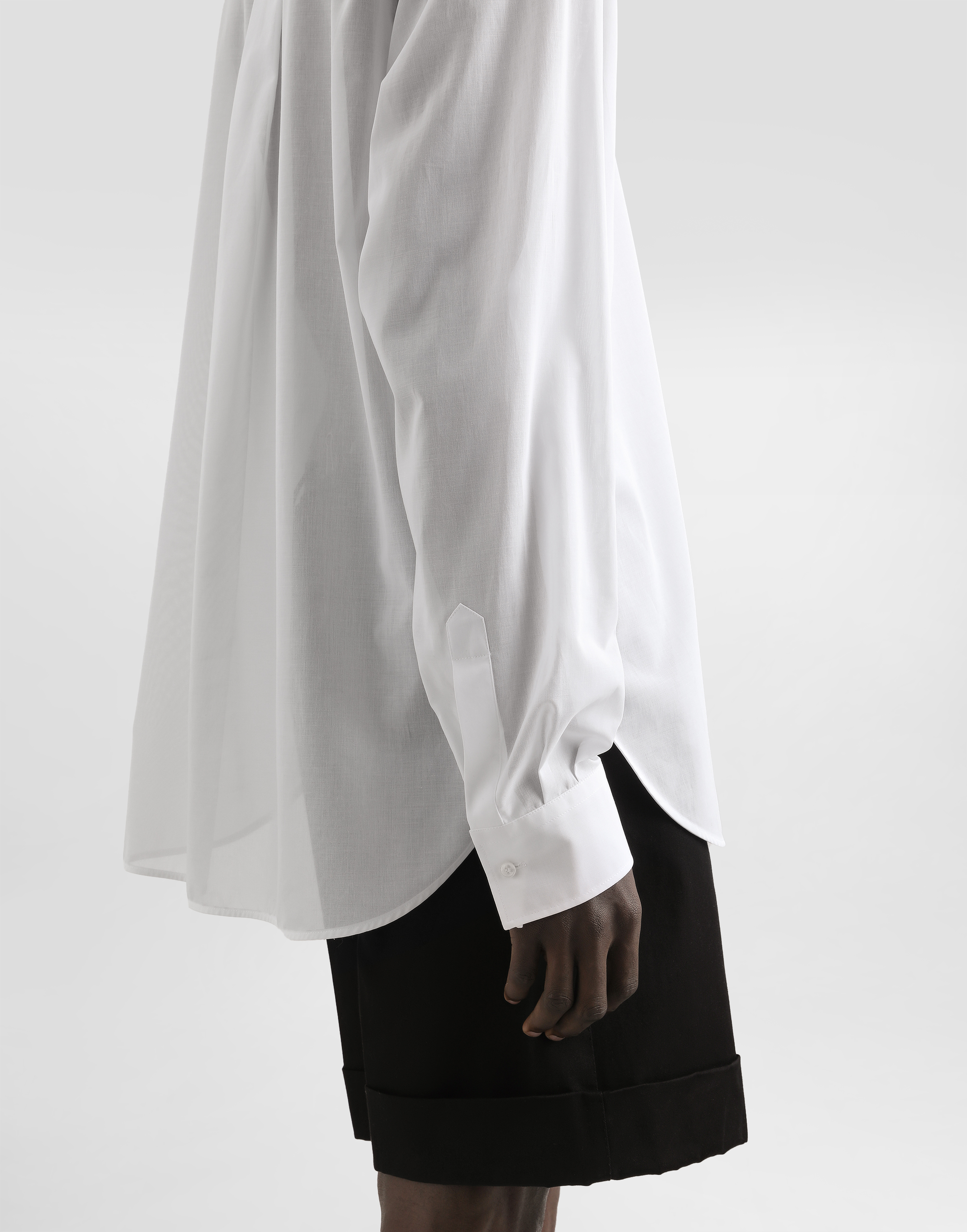 Cotton canvas mandarin shirt