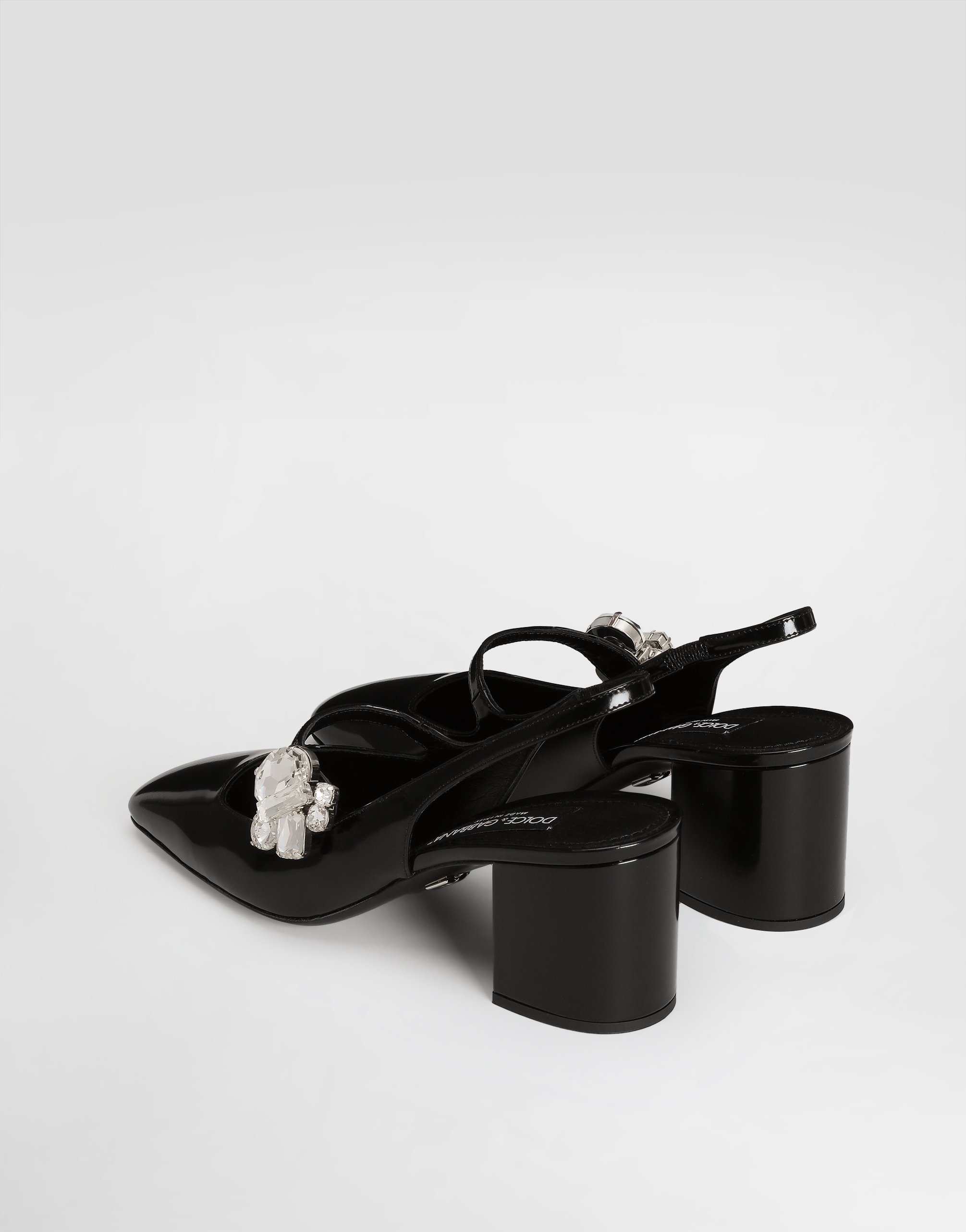 Polished calfskin slingback
