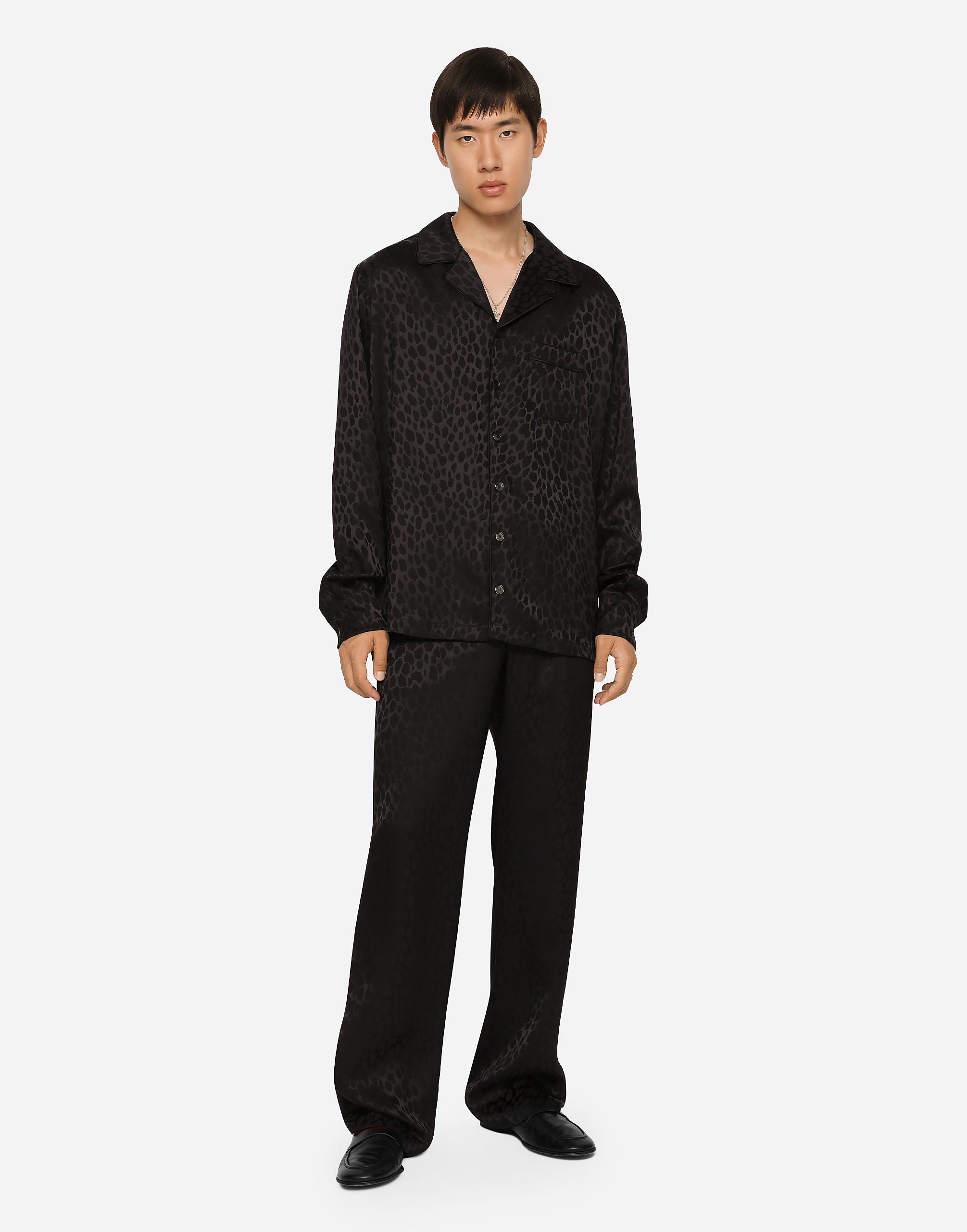 DOLCE & GABBANA OCELOT-DESIGN SILK JACQUARD SHIRT