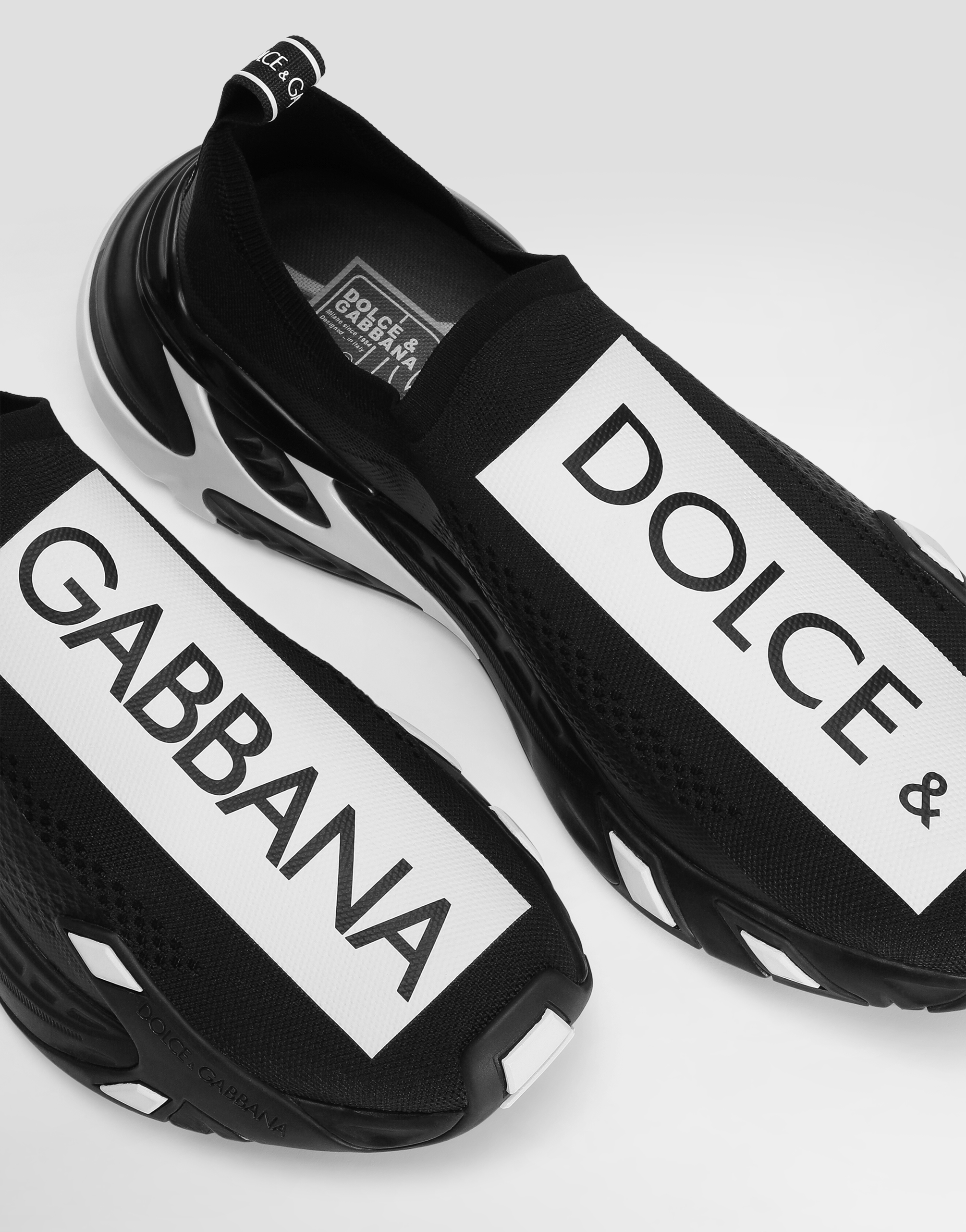 Shop Dolce & Gabbana Sorrento Sneakers In Stretch Mesh With Logo In Multicolor