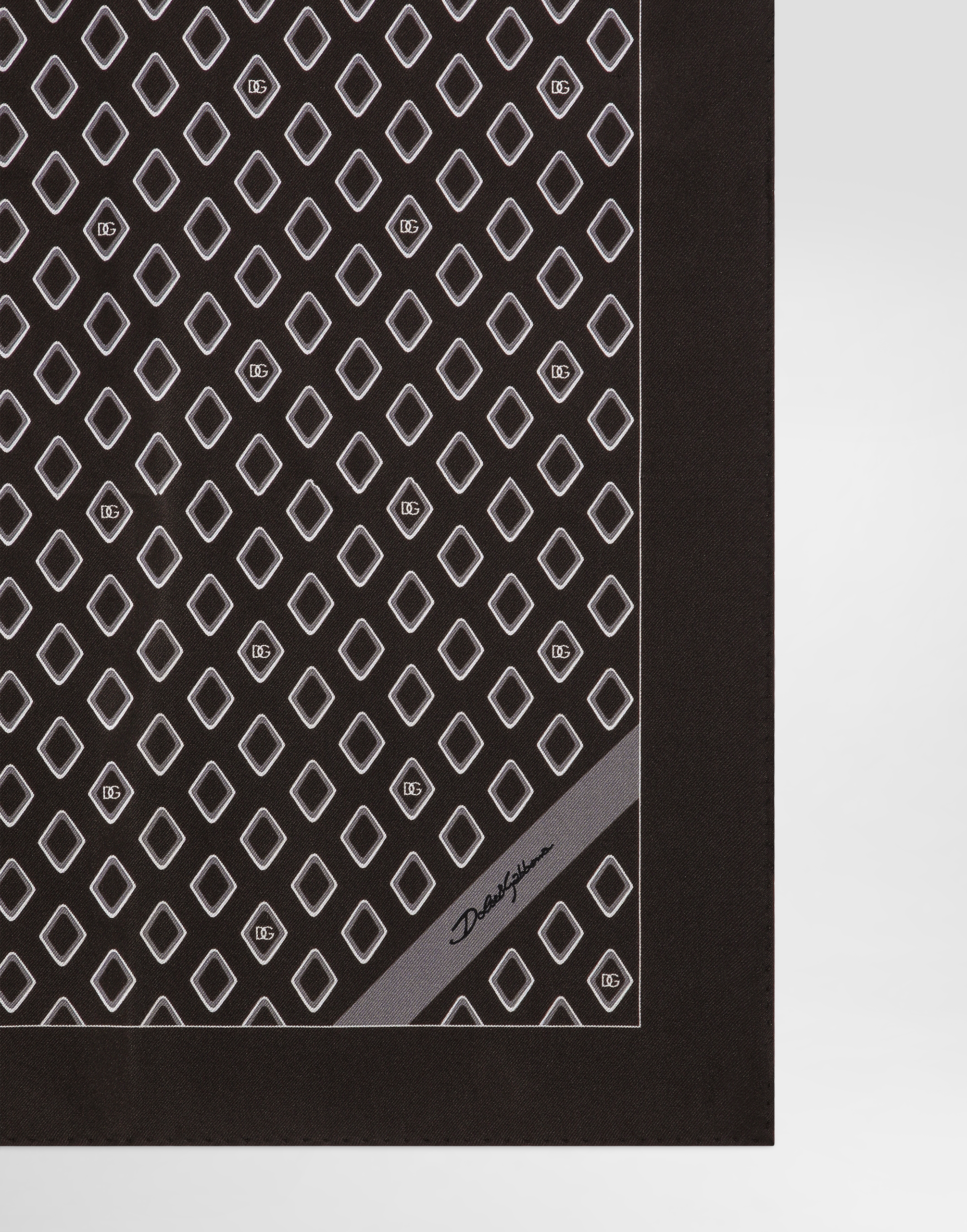 Silk pocket square with micro-design and logo