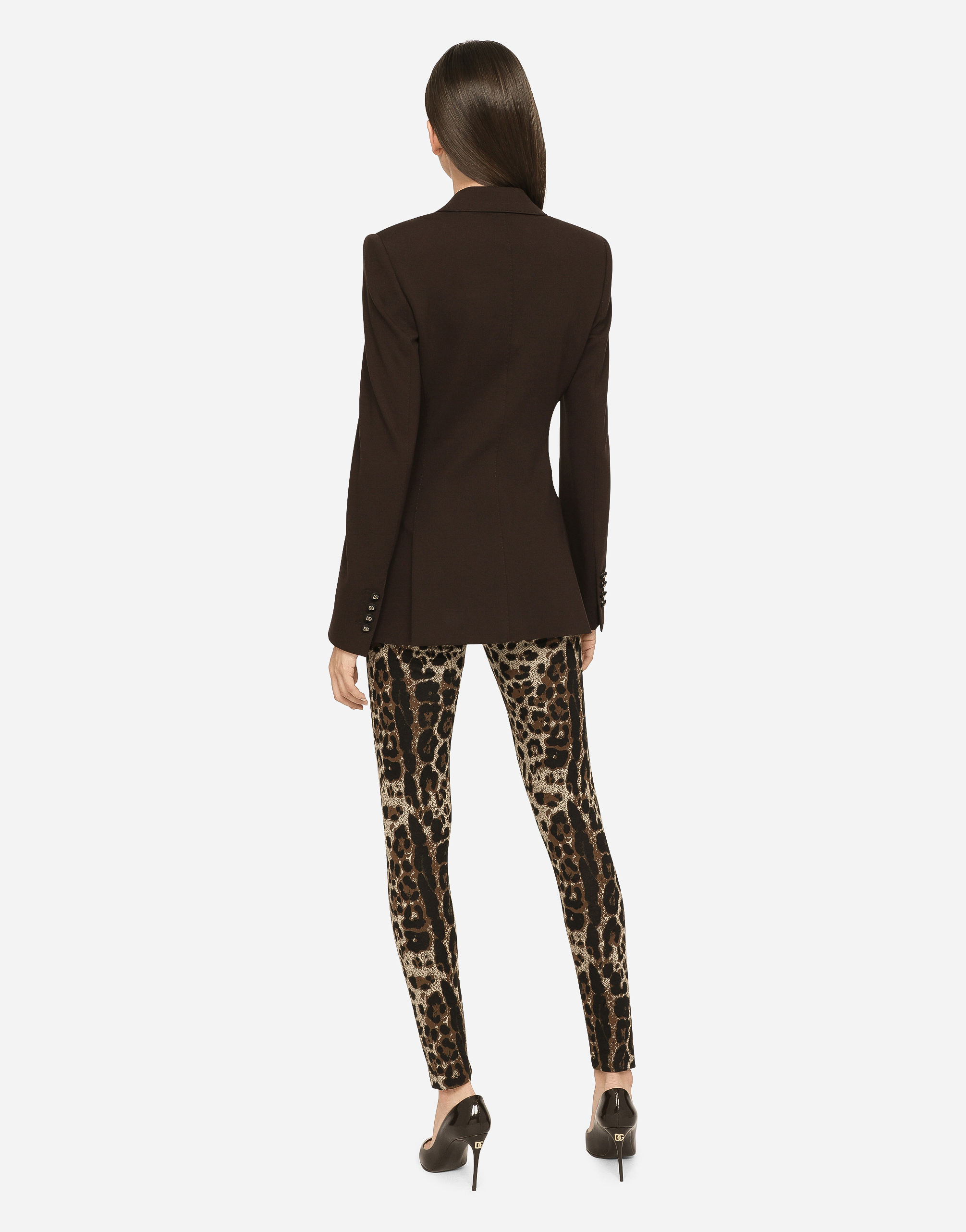 DOLCE & GABBANA JERSEY LEGGINGS WITH JACQUARD LEOPARD DESIGN