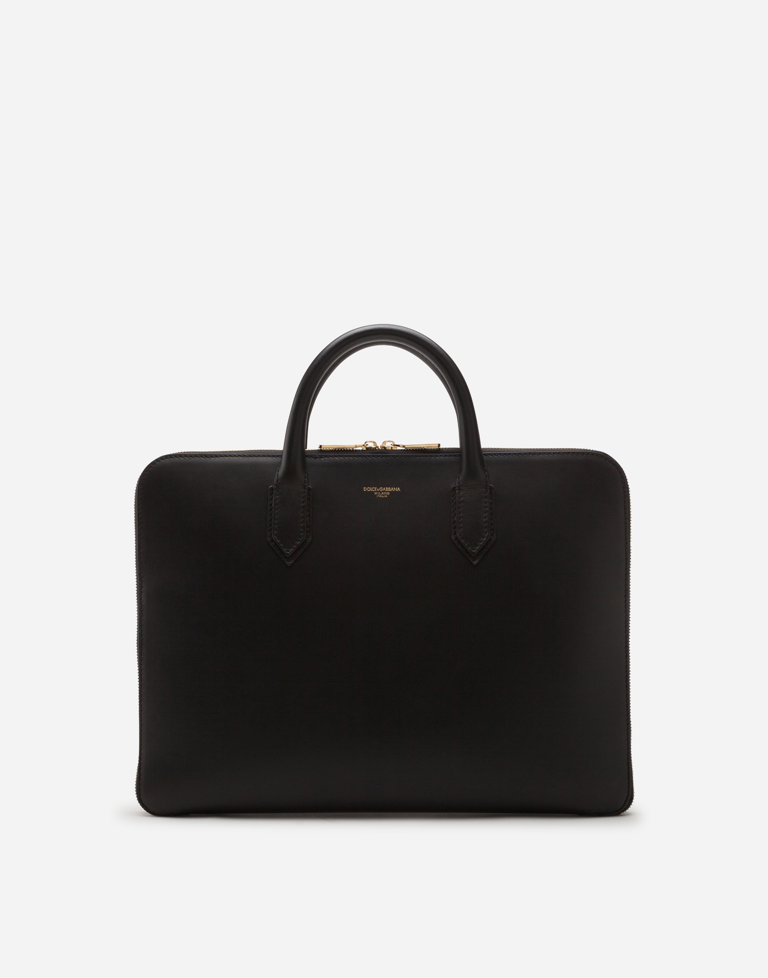 DOLCE & GABBANA ビジネスバッグ ブラック Monreal briefcase in calfskin with heat-pressed logo in BLACK for