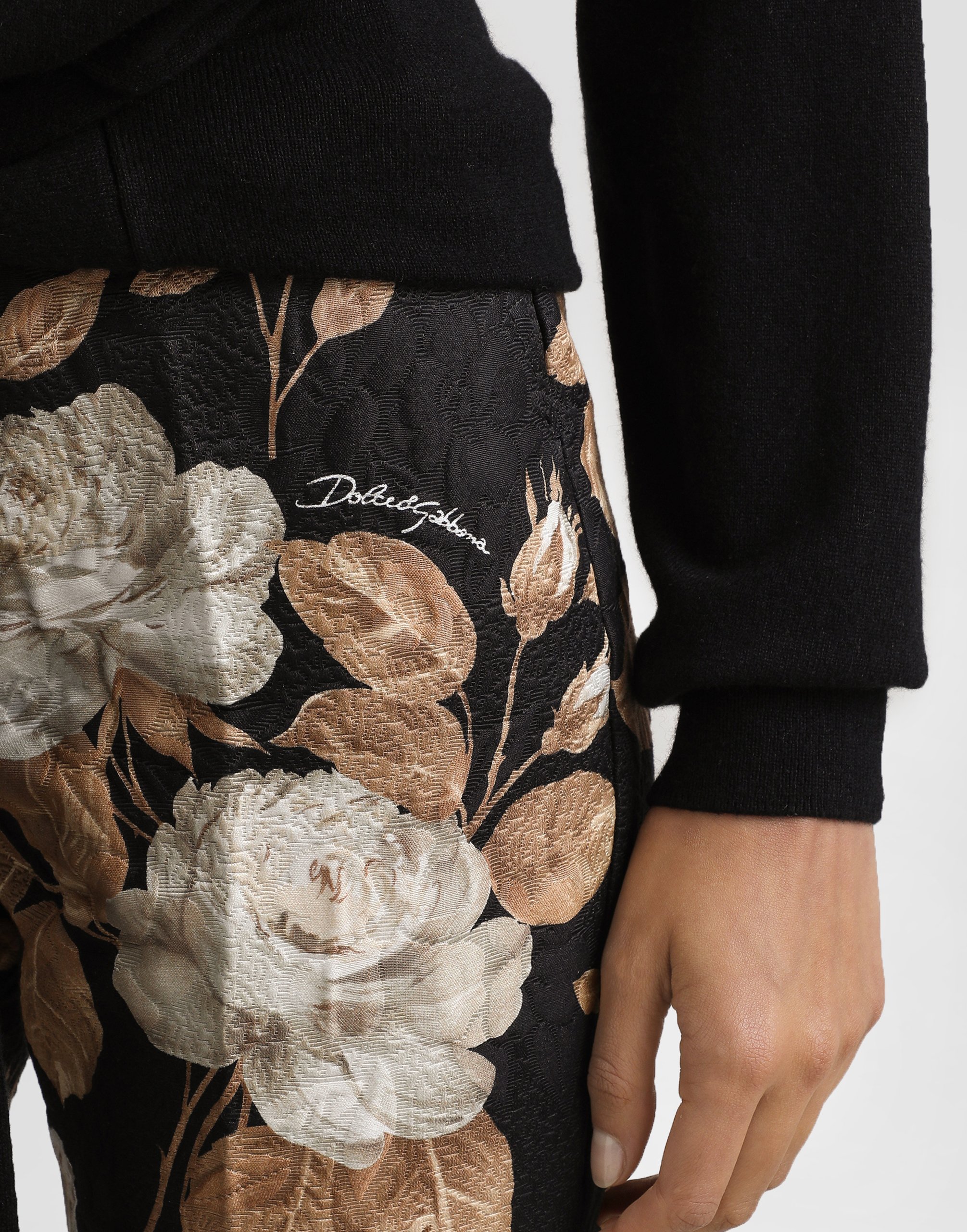 Dolce & Gabbana Vintage Rose-print Brocade Trousers In Multi