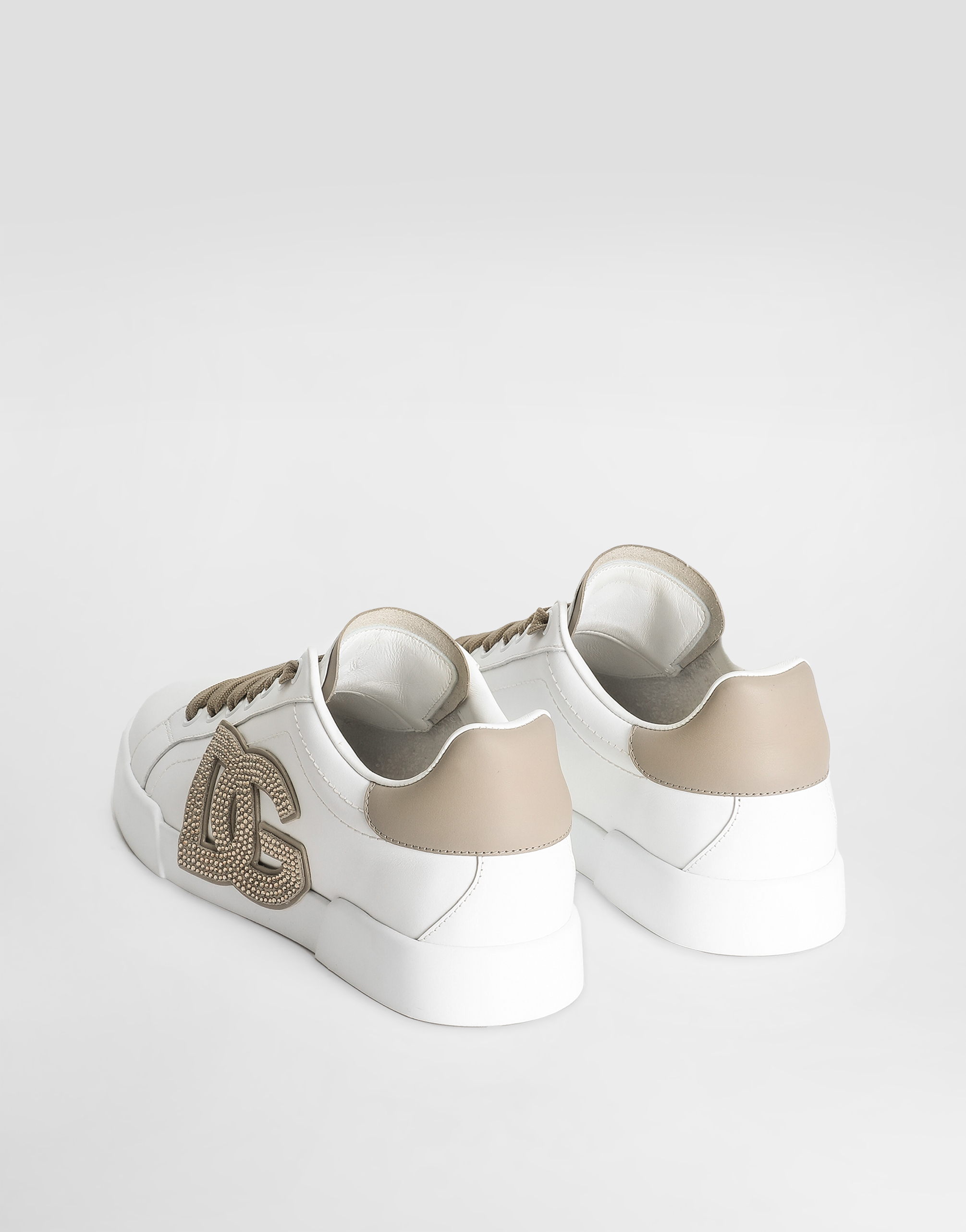 Dolce & Gabbana Portofino Light Strobel Leather Low-top Sneakers In White