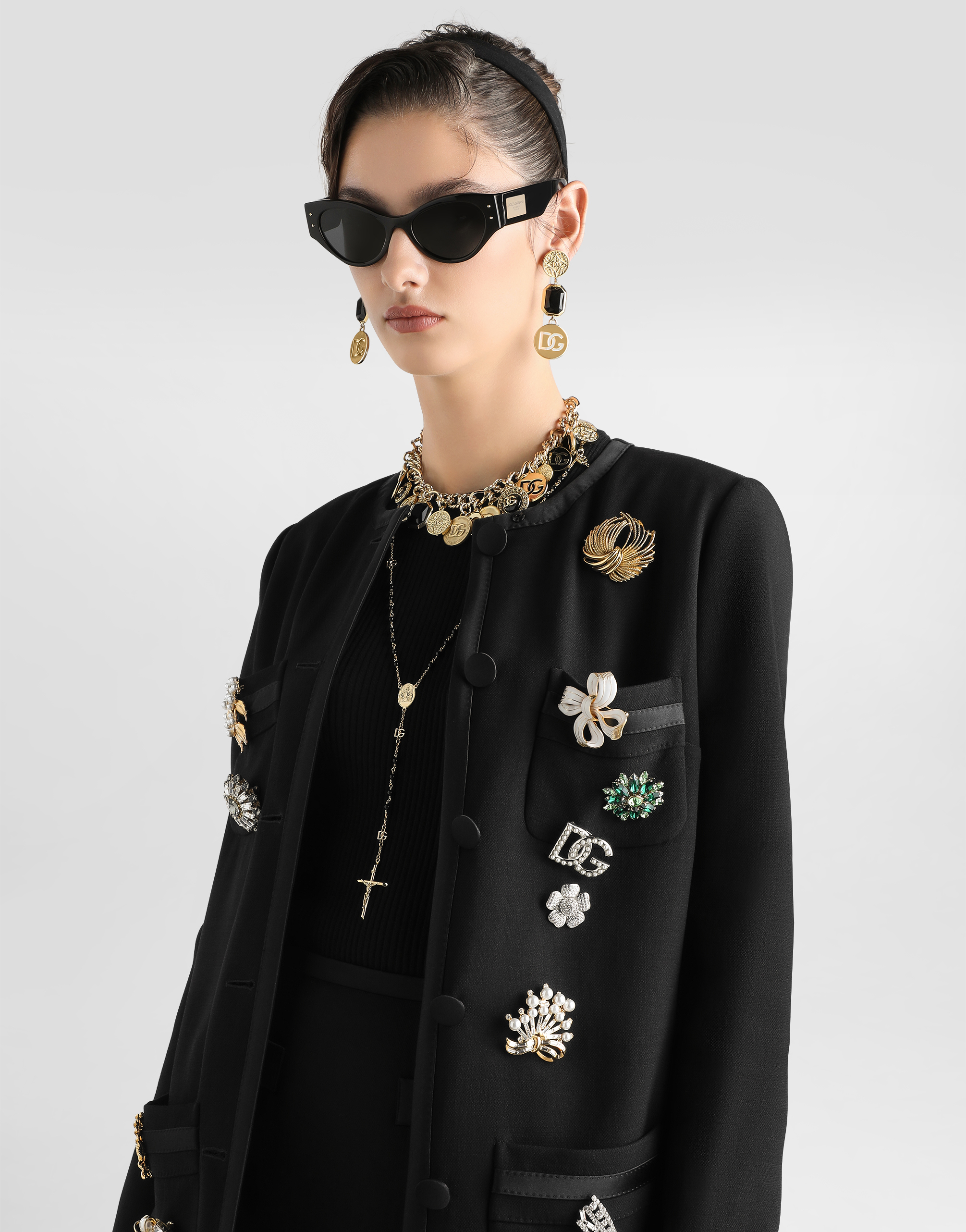 Dolce & Gabbana Embellished Button-front Jacket In Black