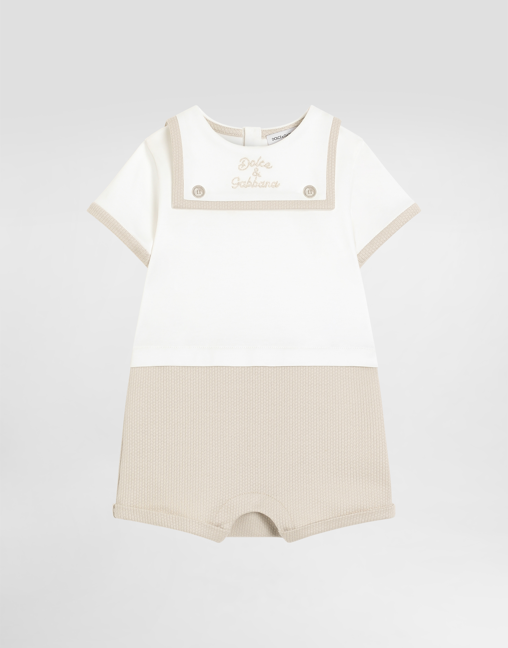 Interlock and piqué romper with embroidery in Multicolor for Boys