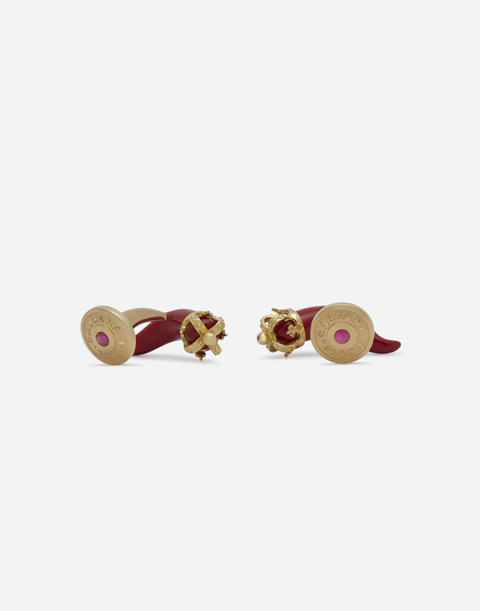 Dolce & Gabbana Good Luck Cufflinks In Enamelled Yellow Gold Gold Male Onesize In Gold