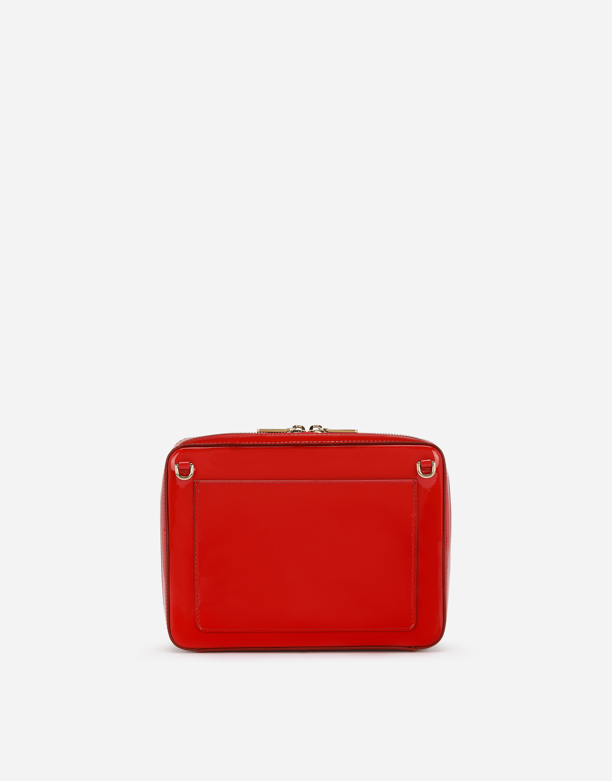 Shop Dolce & Gabbana Medium Patent Leather Camera Bag With Logo In Red