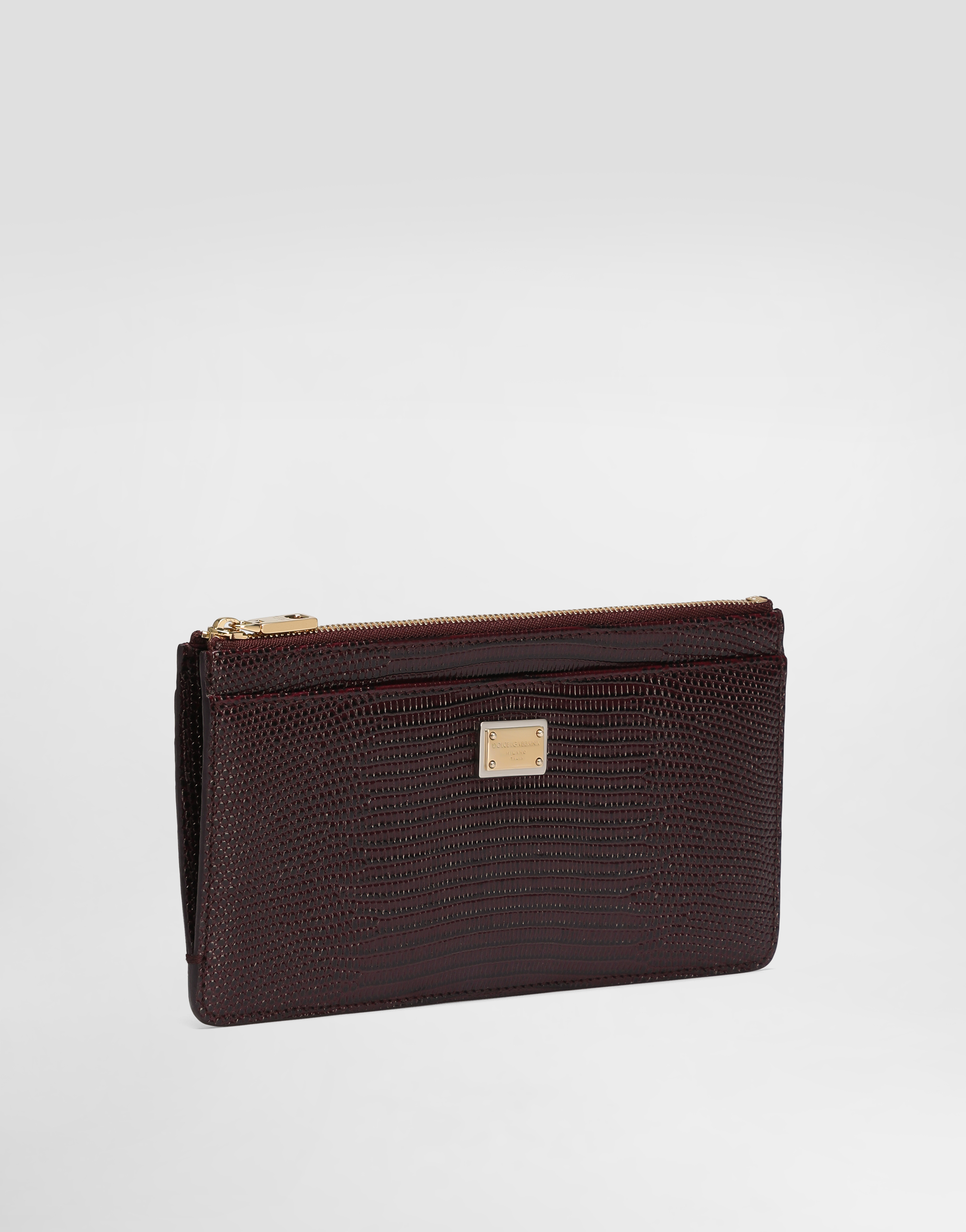 Dolce & Gabbana Iguana-print Leather Card Holder In Brown