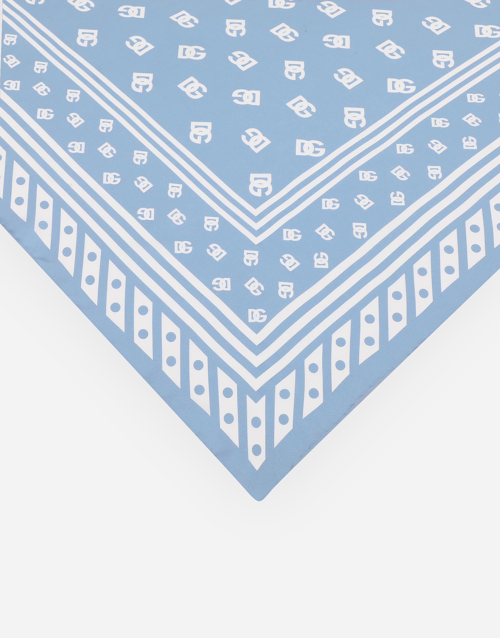 Dolce & Gabbana Silk Twill Foulard With All-over Dg Logo Print (90x90) In ブルー