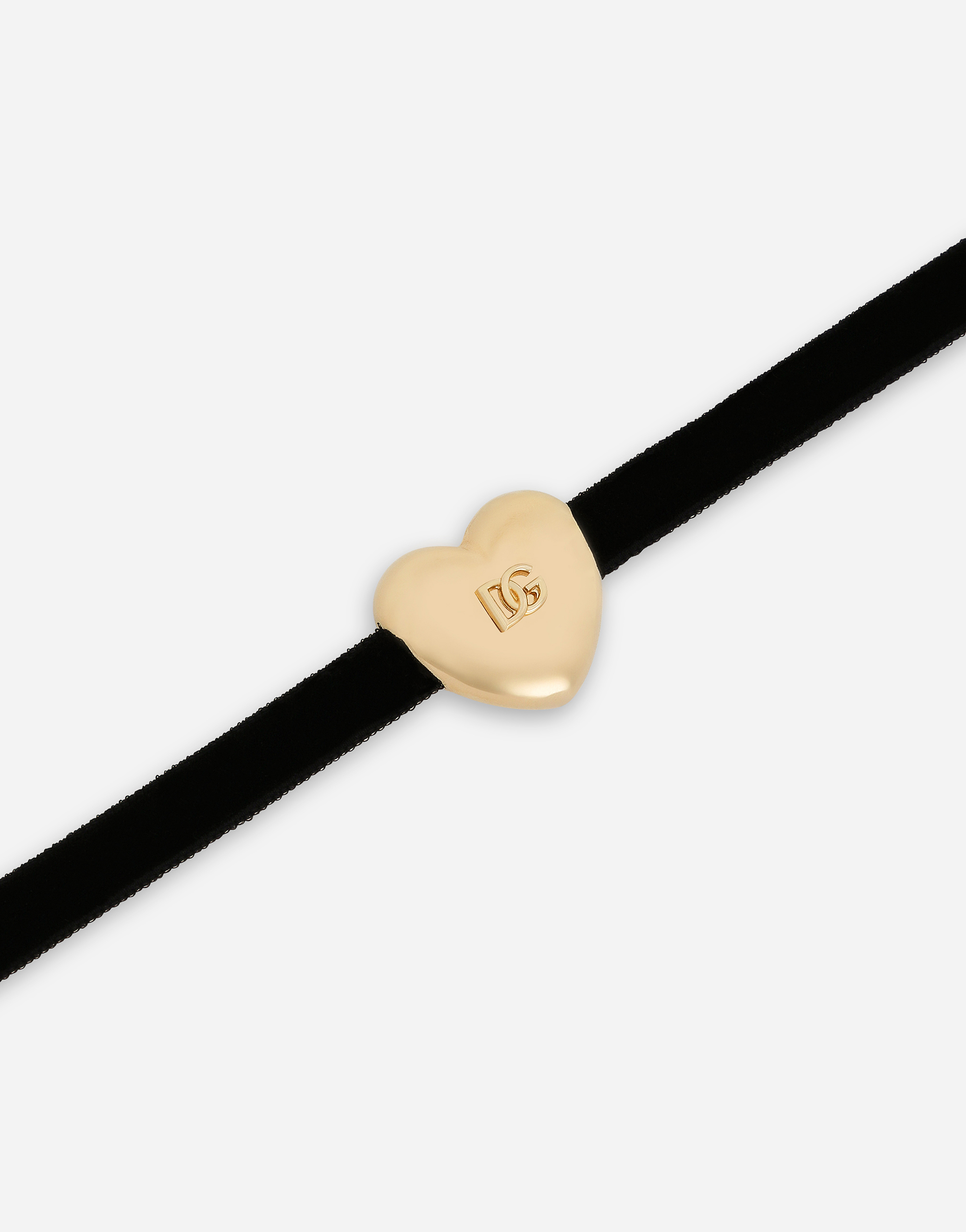 Shop Dolce & Gabbana Velvet Ribbon Necklace With Dg Logo Heart In Multicolor