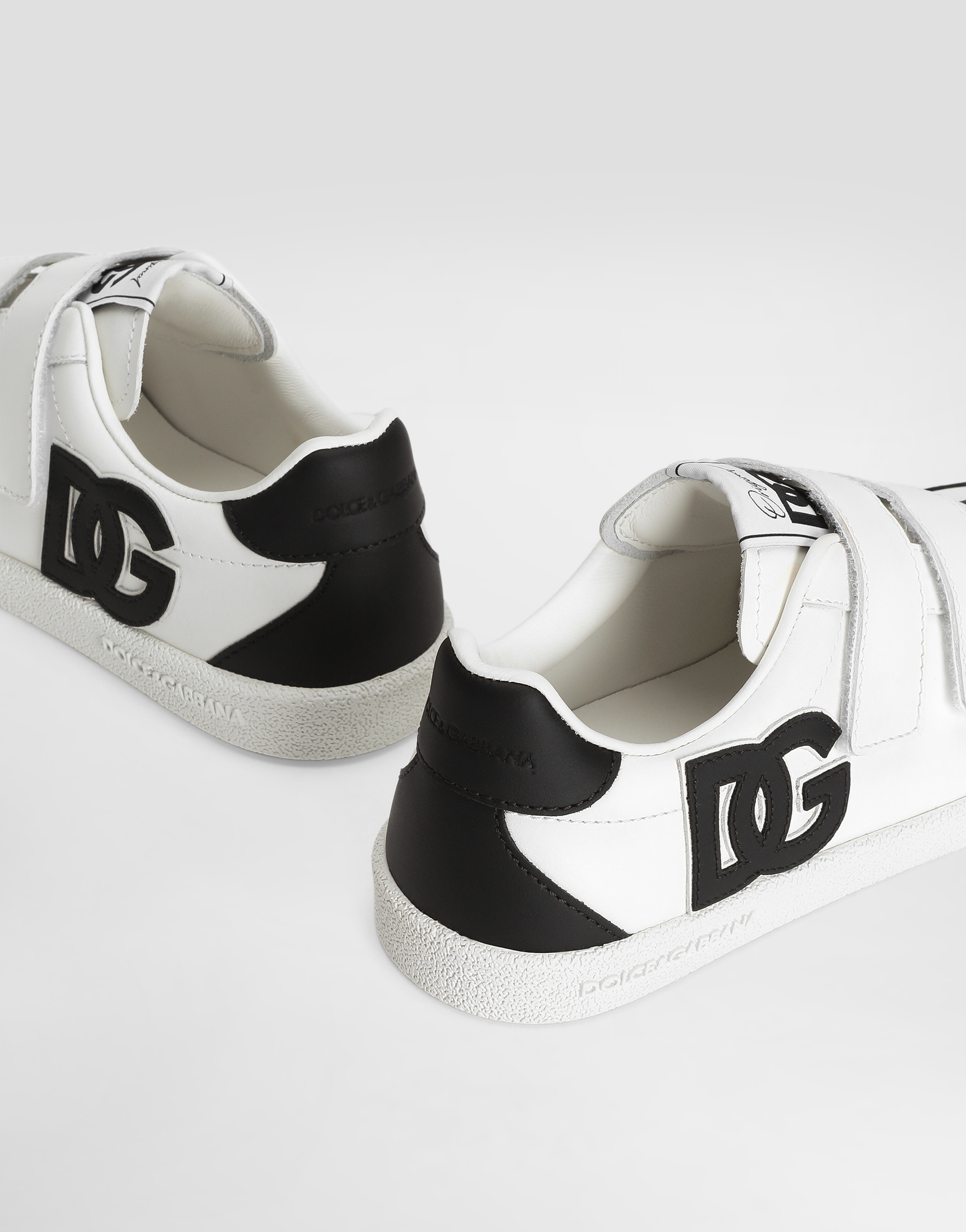 Dolce & Gabbana White/blk Kids' Original Leather Low-top Trainers Eur 36 /3.5 Uk In Multi
