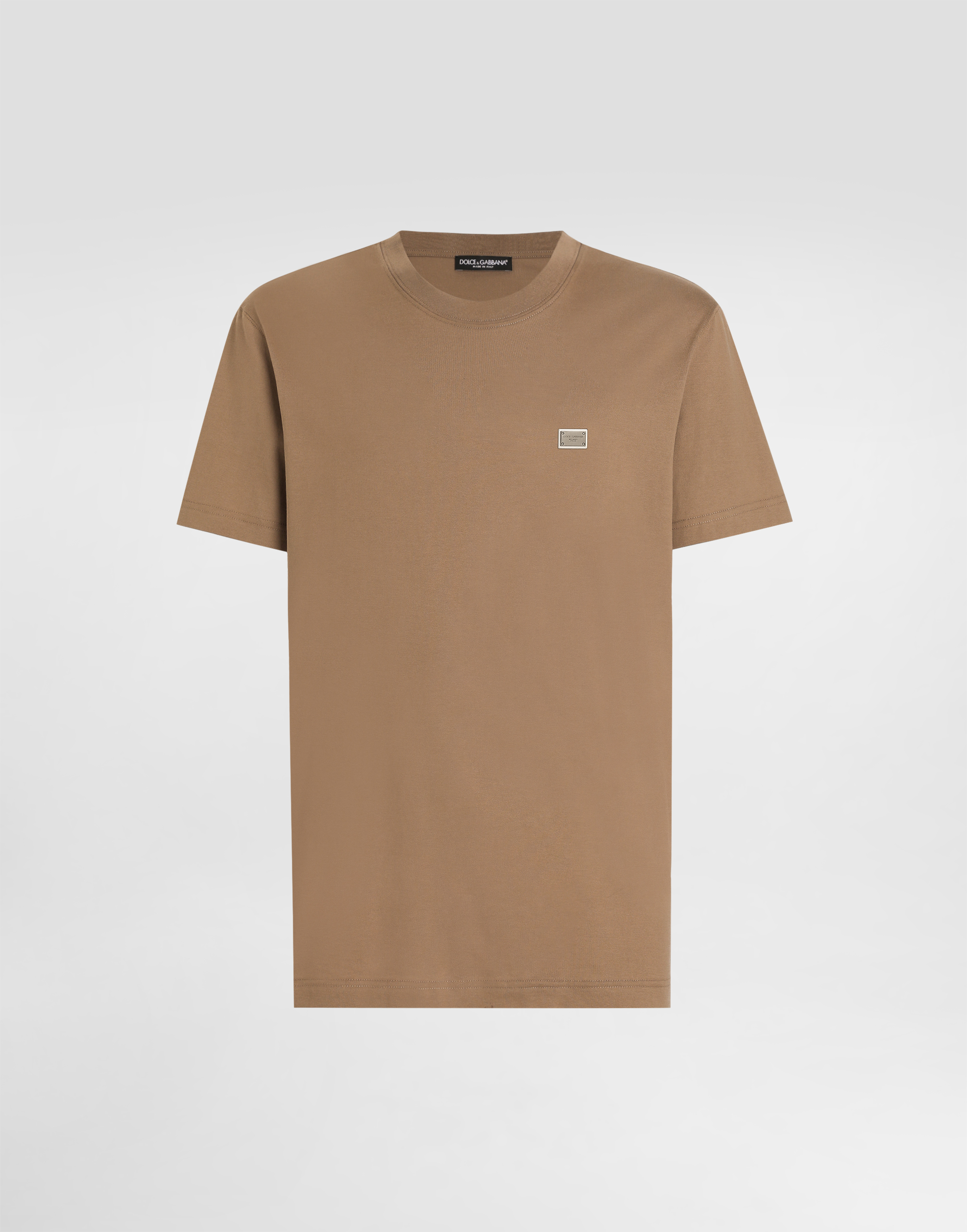 Cotton T-shirt with tag in Brown for Men | Dolce&Gabbana® US