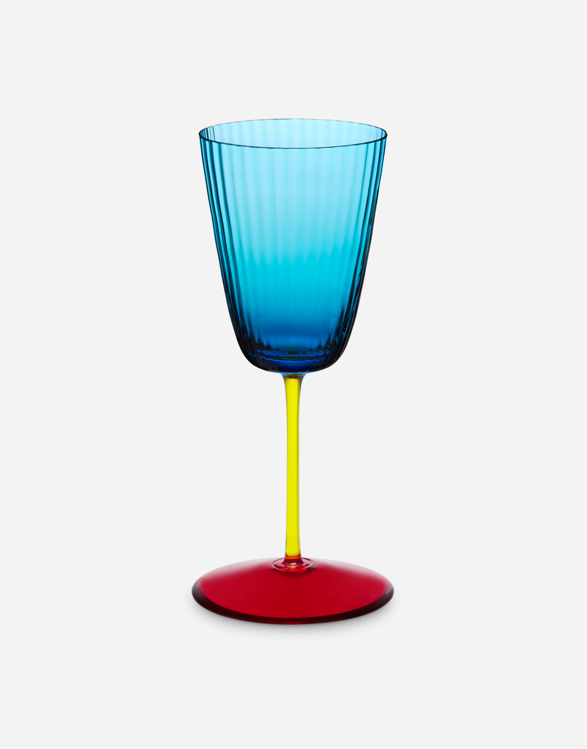 Dolce & Gabbana Hand-blown Murano White Wine Glass In Multicolor