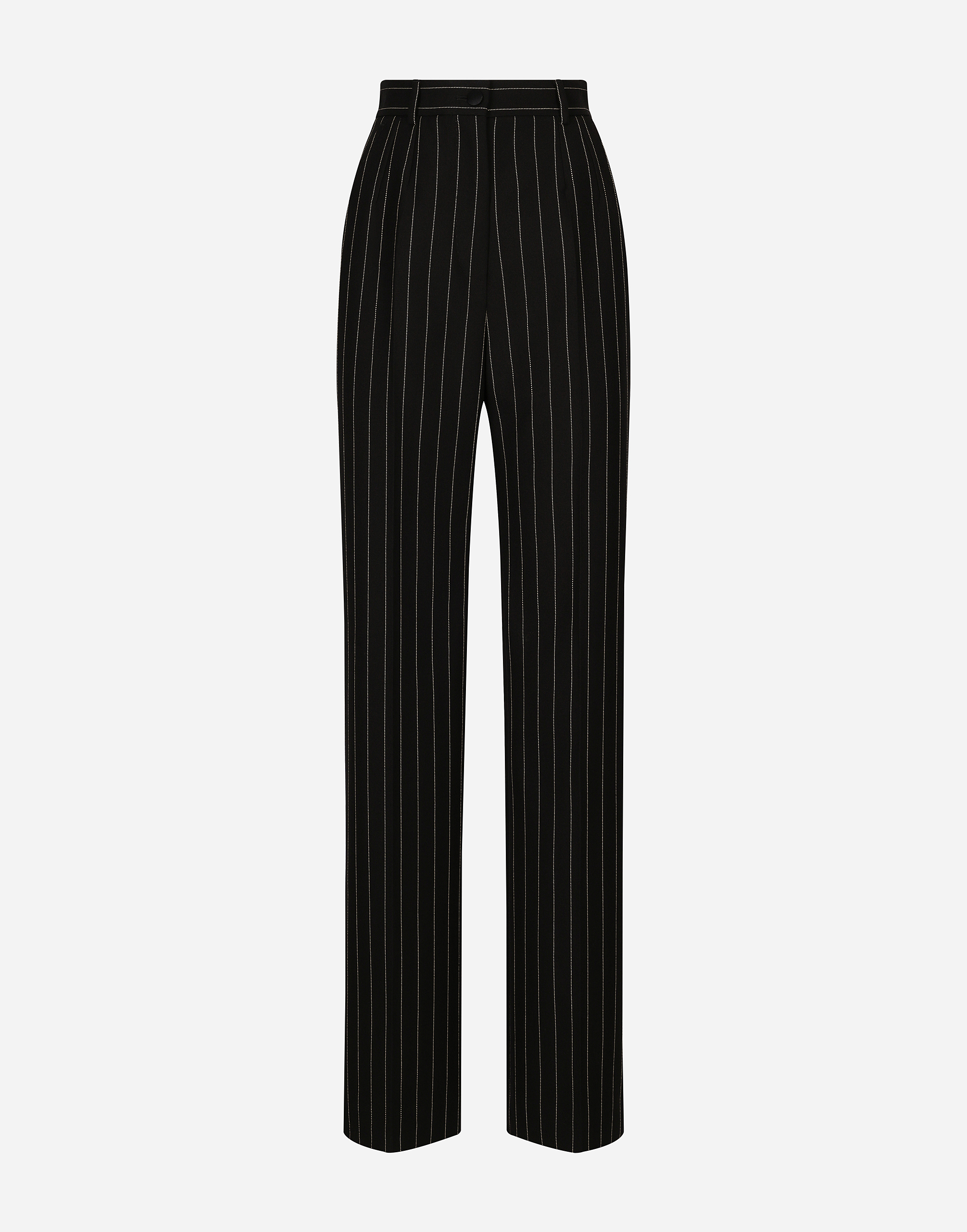 Dolce & Gabbana Flared Pinstripe Wool Pants In Multicolor