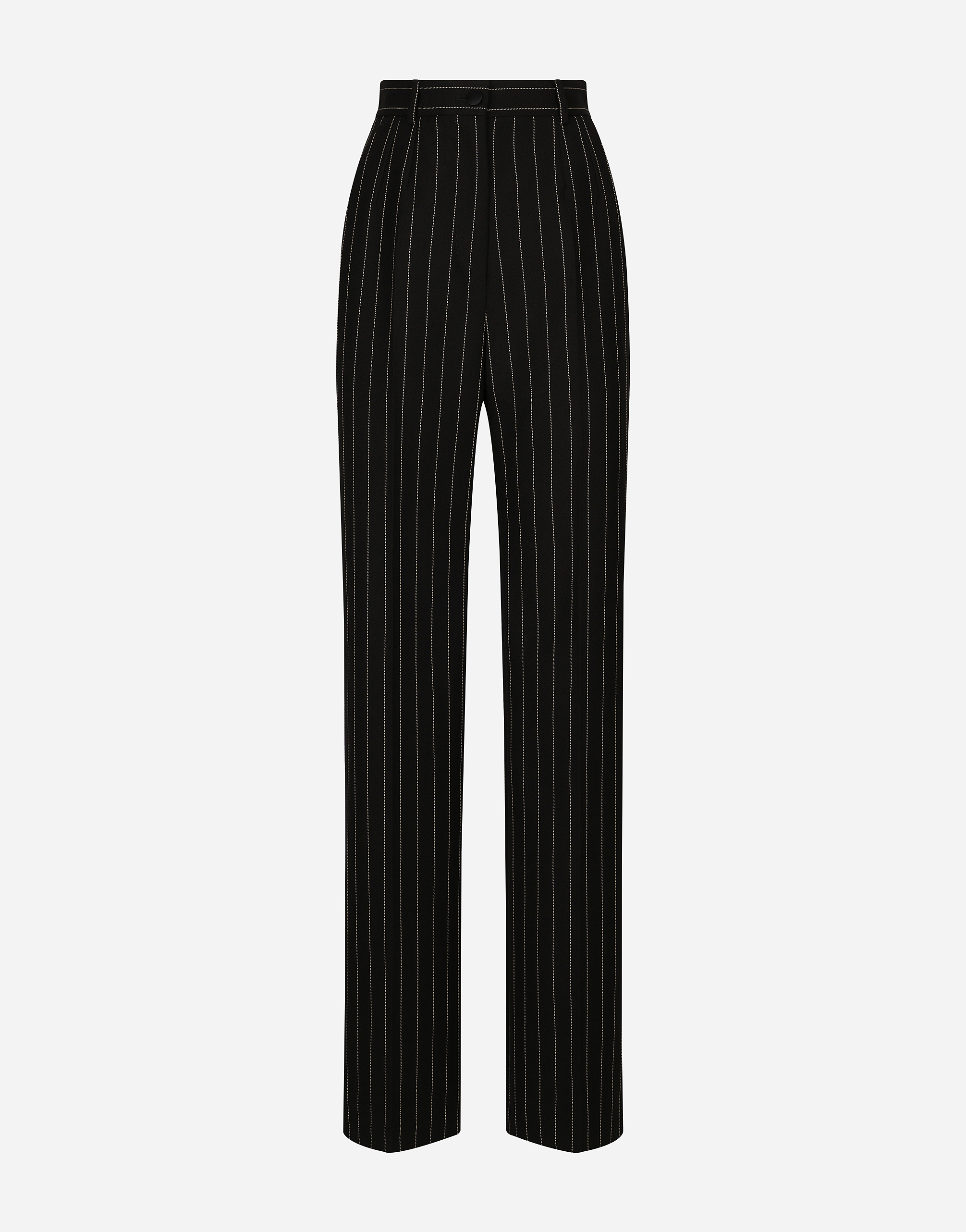 Dolce & Gabbana Flared Pinstripe Wool Pants In Multicolor