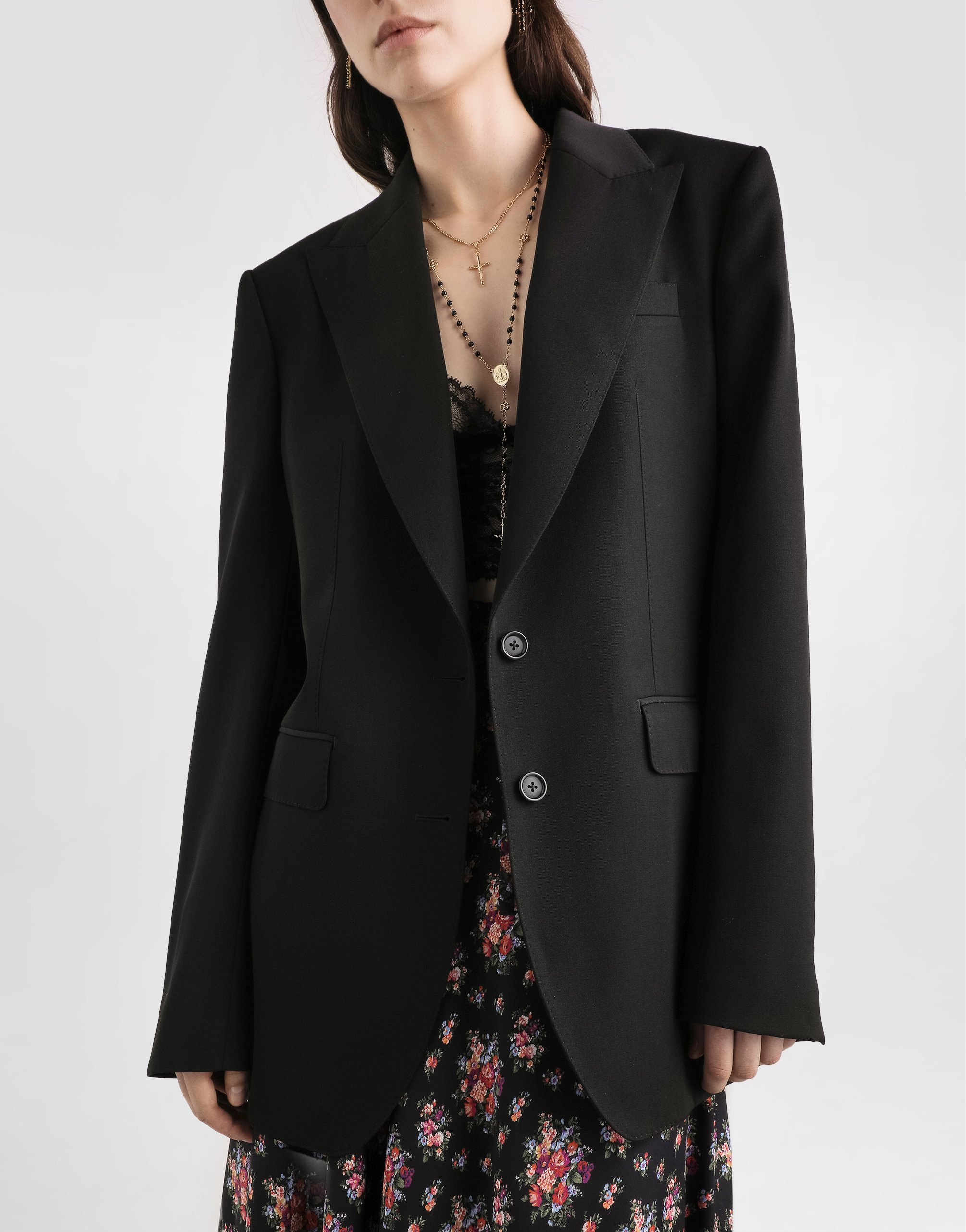 Dolce & Gabbana Wool Gabardine Jacket In Black