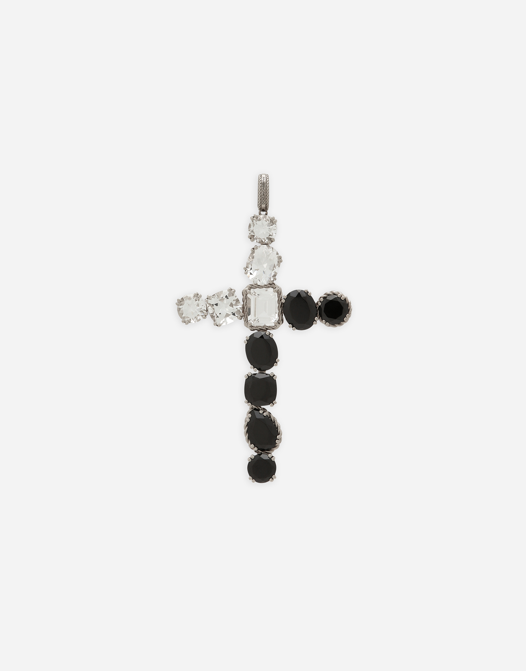 Dolce & Gabbana Anna Charm In White Gold 18kt With Colourless Topazes, Grey And Black Spinels In White