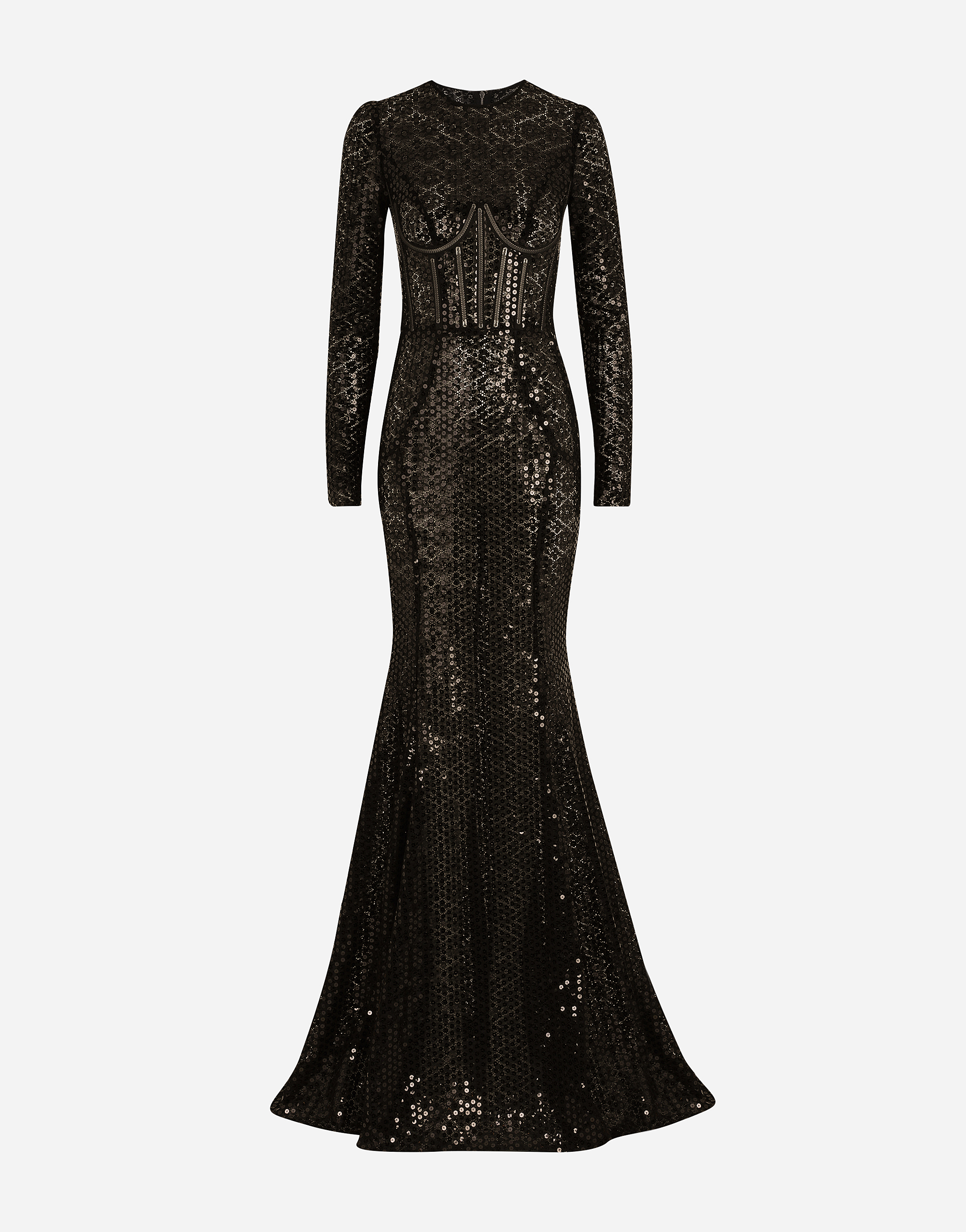 Dolce & Gabbana Long Sequined Mermaid Dress - Woman Dresses Black