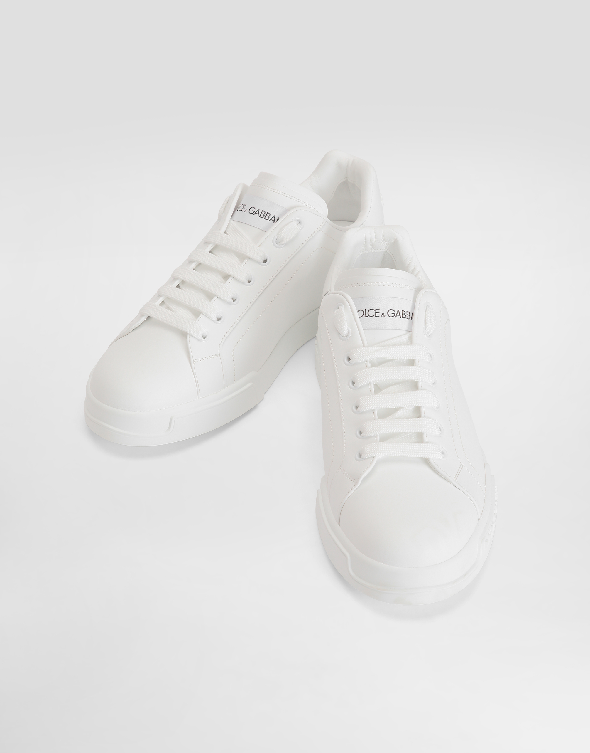 Dolce & Gabbana Portofino Light White Sneakers With Logo Patch On The Tongue And Tonal Logo Lettering On The Heel In