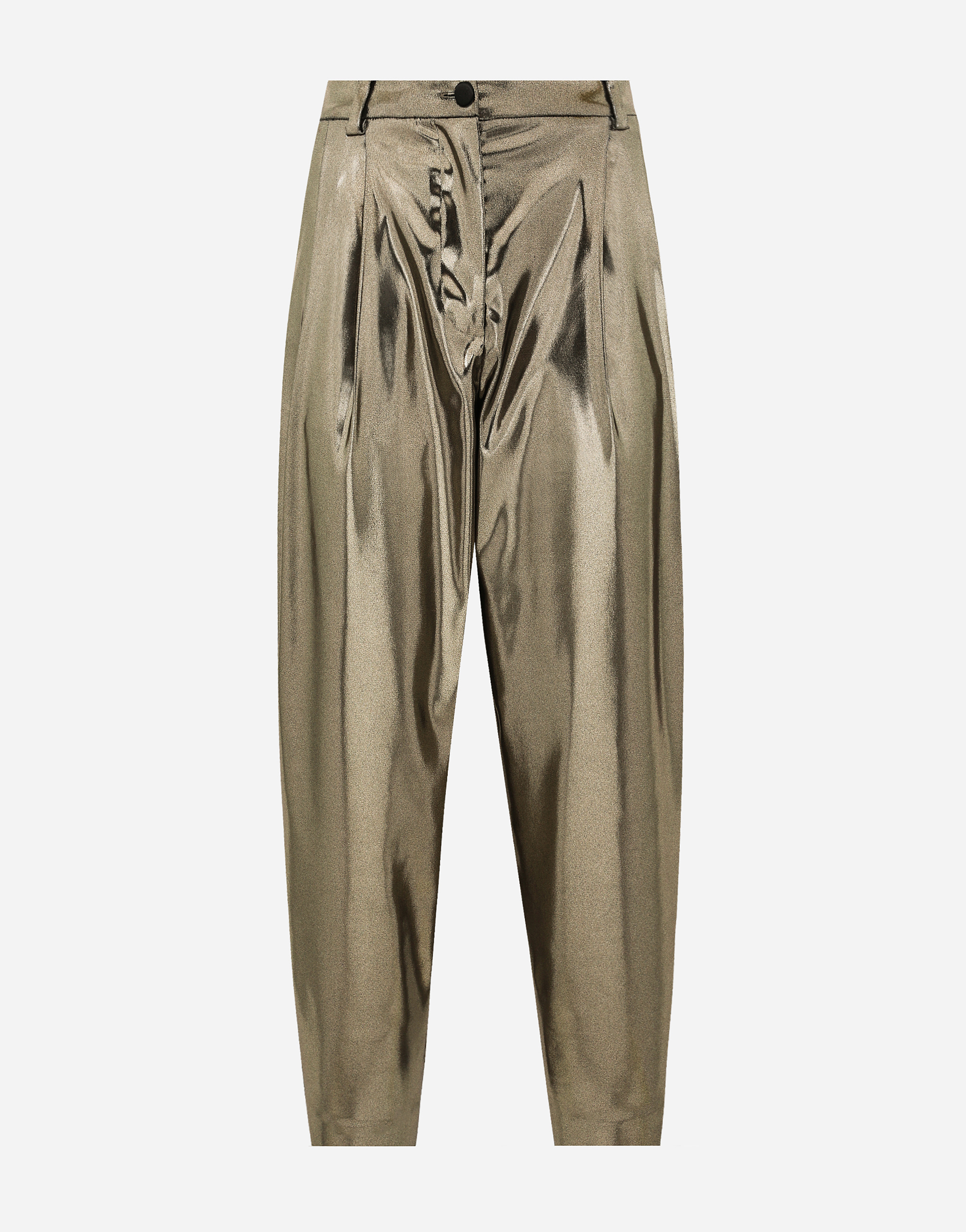 Dolce & Gabbana Foil Tapered Trousers In Gold