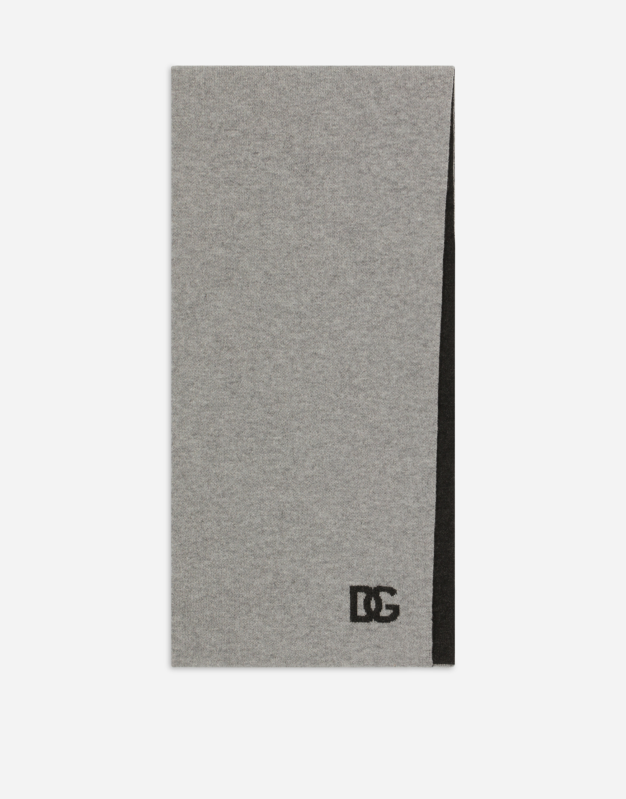 Dolce & Gabbana Cashmere Scarf With Dg Logo - Man Scarves And Silks Grey Onesize