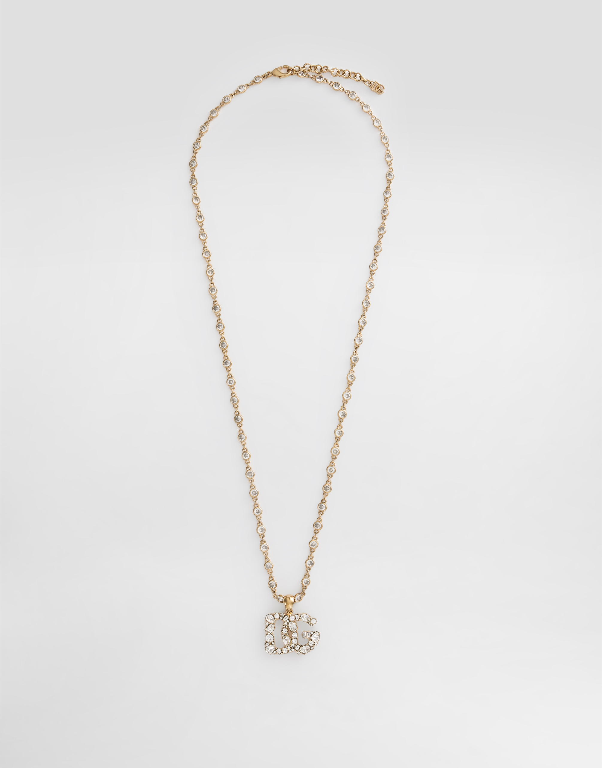 Necklace with rhinestone-detailed DG logo in Gold for Women