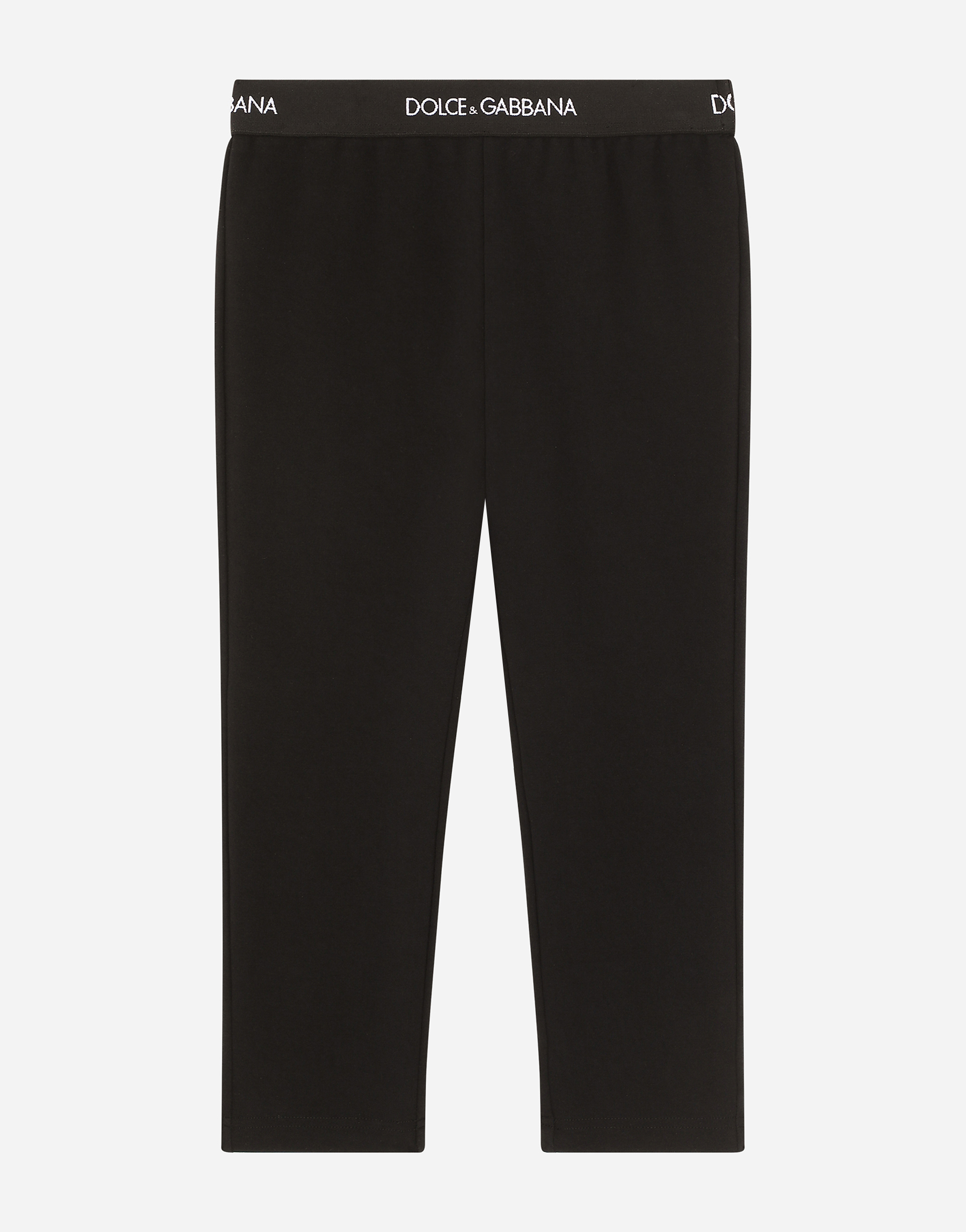 Dolce & Gabbana Kids' Interlock Leggings With Branded Elastic In Black