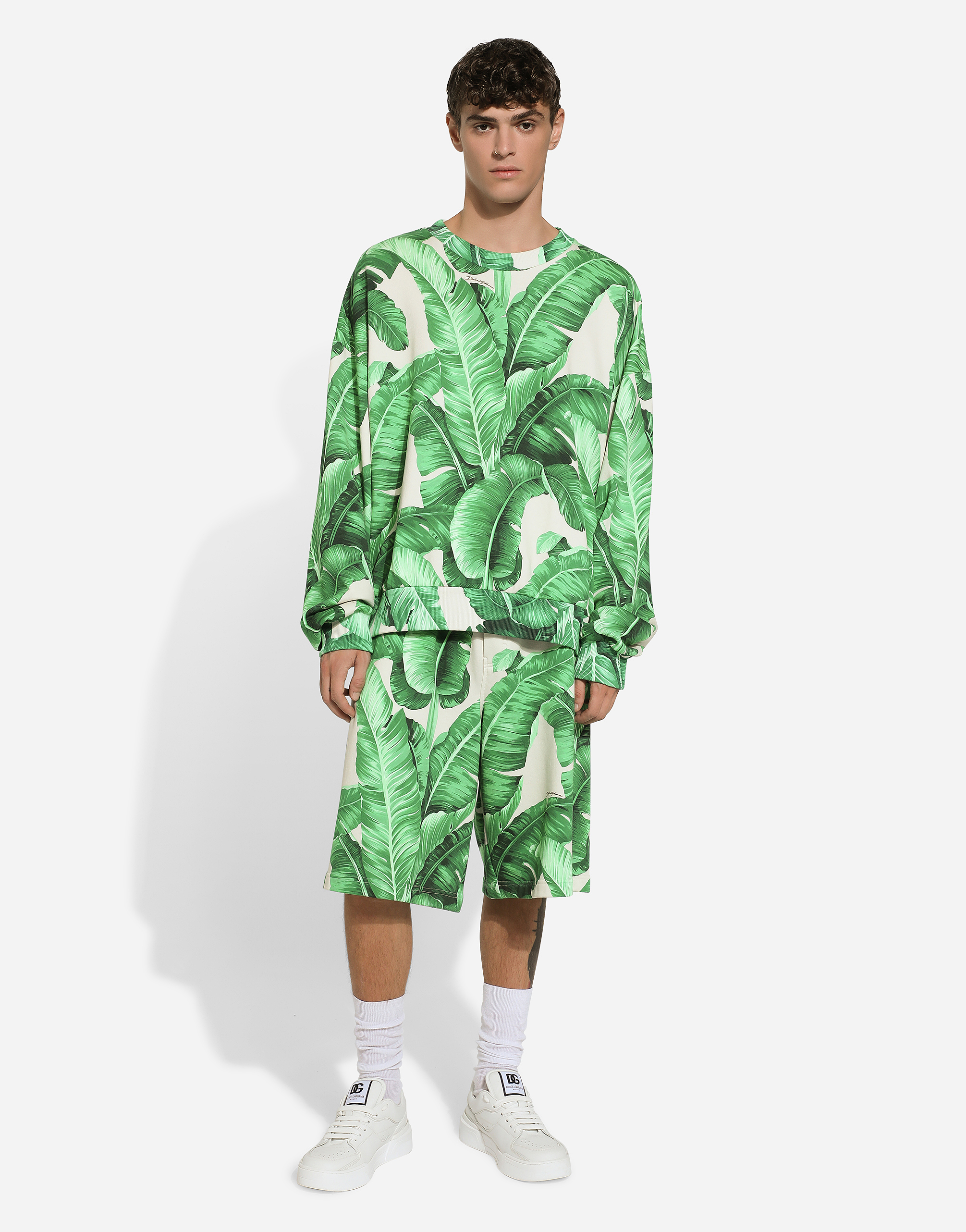 Shop Dolce & Gabbana Round-neck Sweatshirt With Banana Tree Print