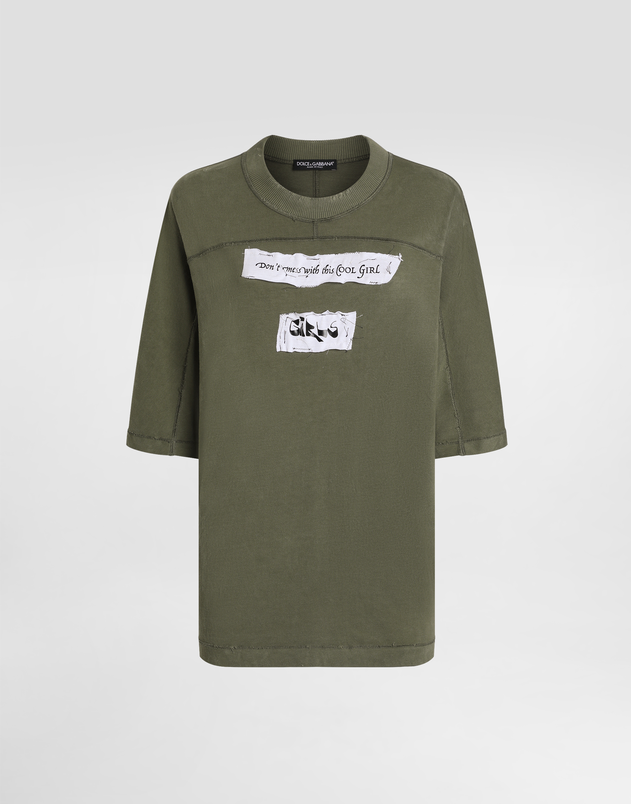 Dolce & Gabbana Panelled Graphic-print T-shirt In Green