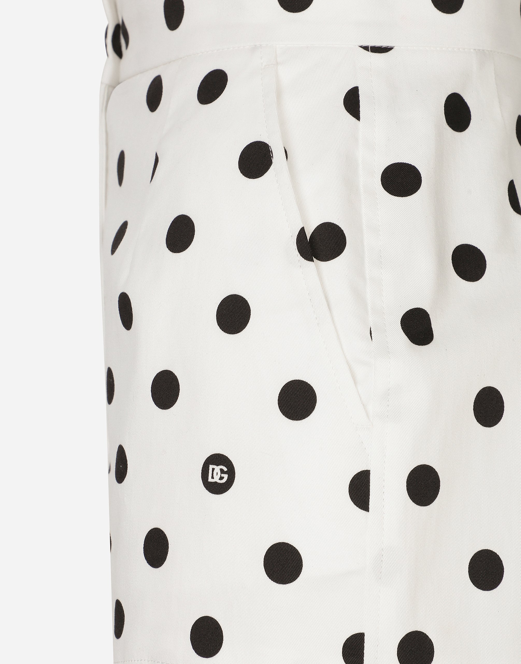 Shop Dolce & Gabbana High-waisted Cotton Shorts With Polka-dot Print In プリ