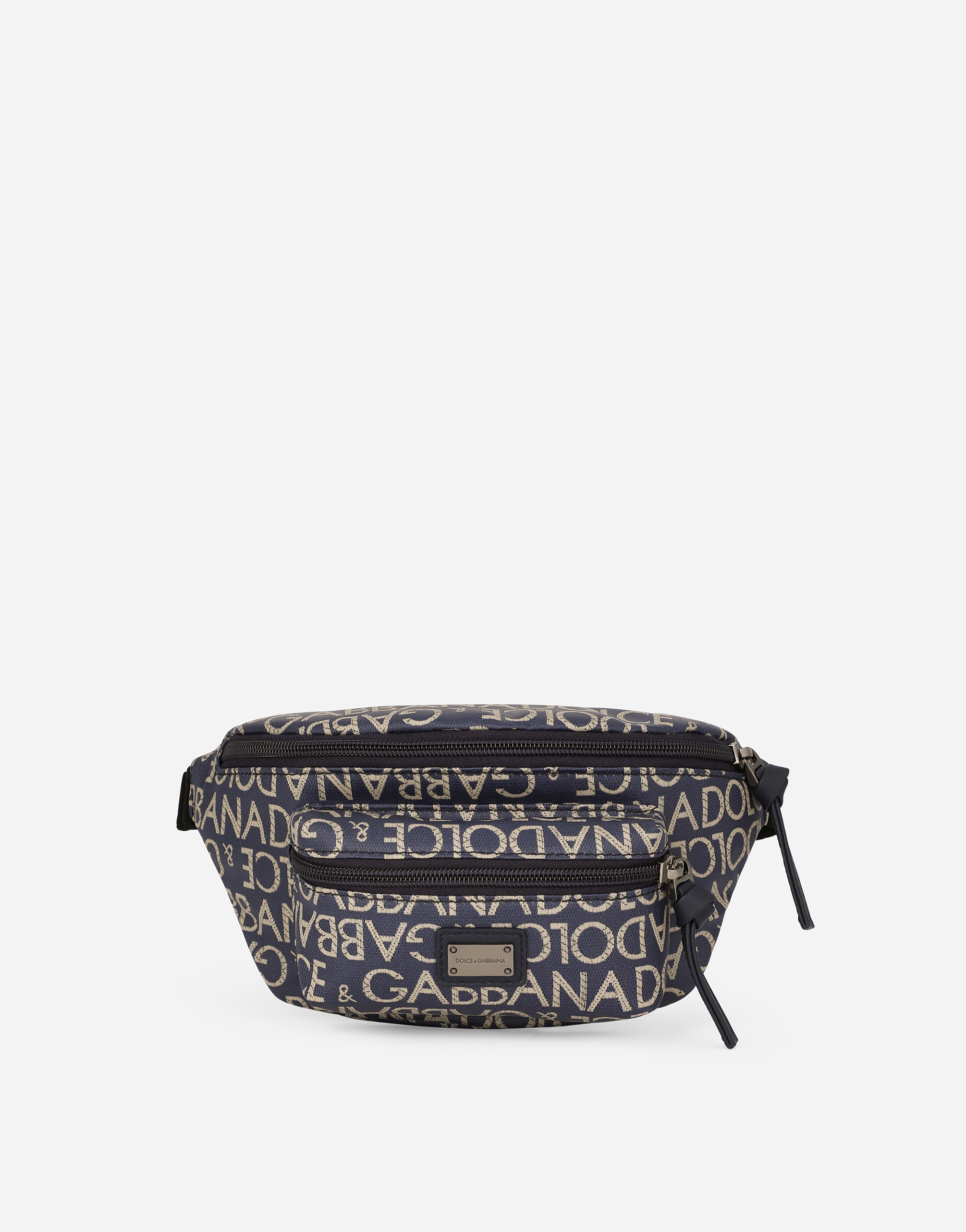 Dolce & Gabbana Kids' Coated Jacquard Belt Bag In ブルー