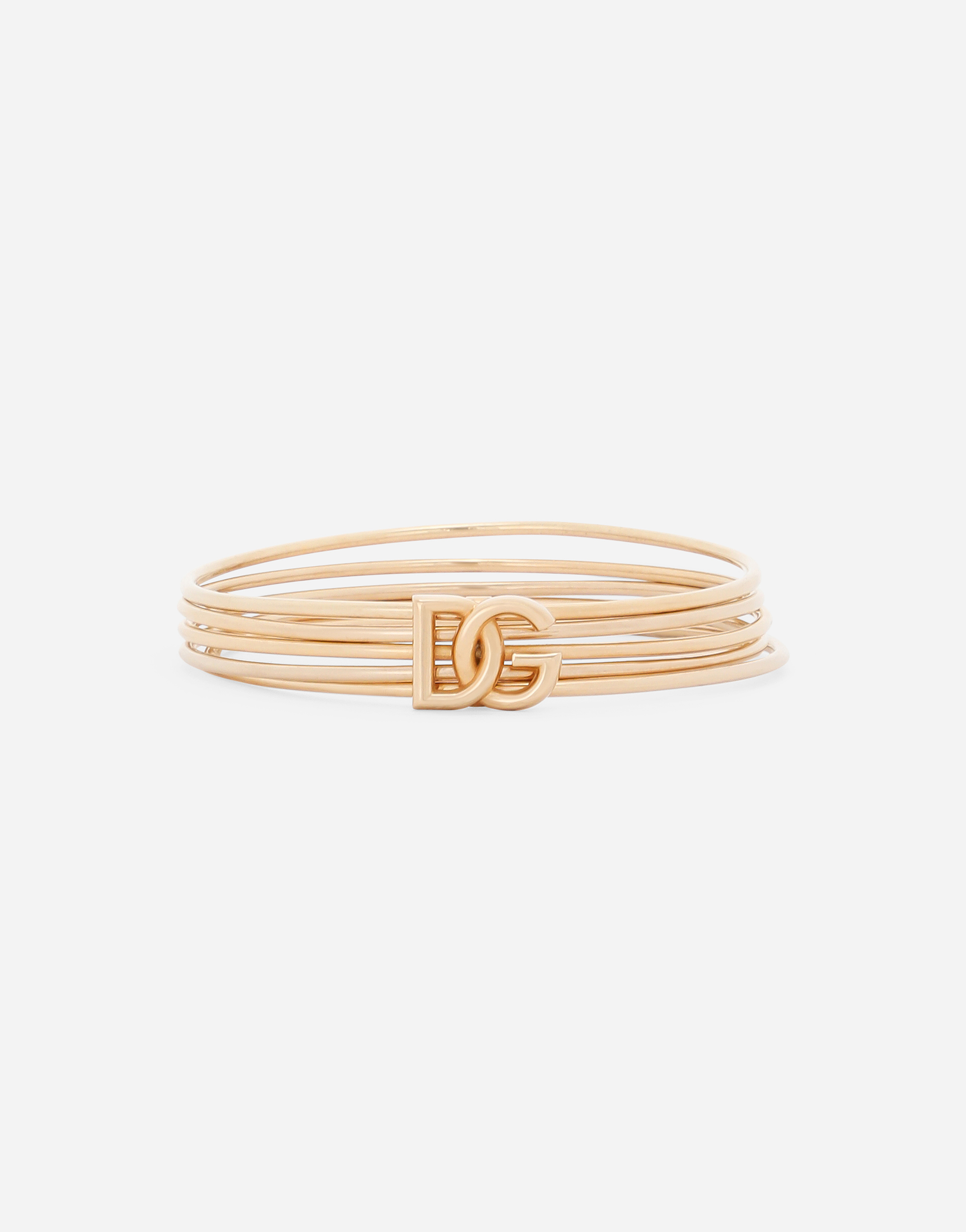Dolce & Gabbana Rigid Multi-hoop Bangle With Dg Logo In ゴールド