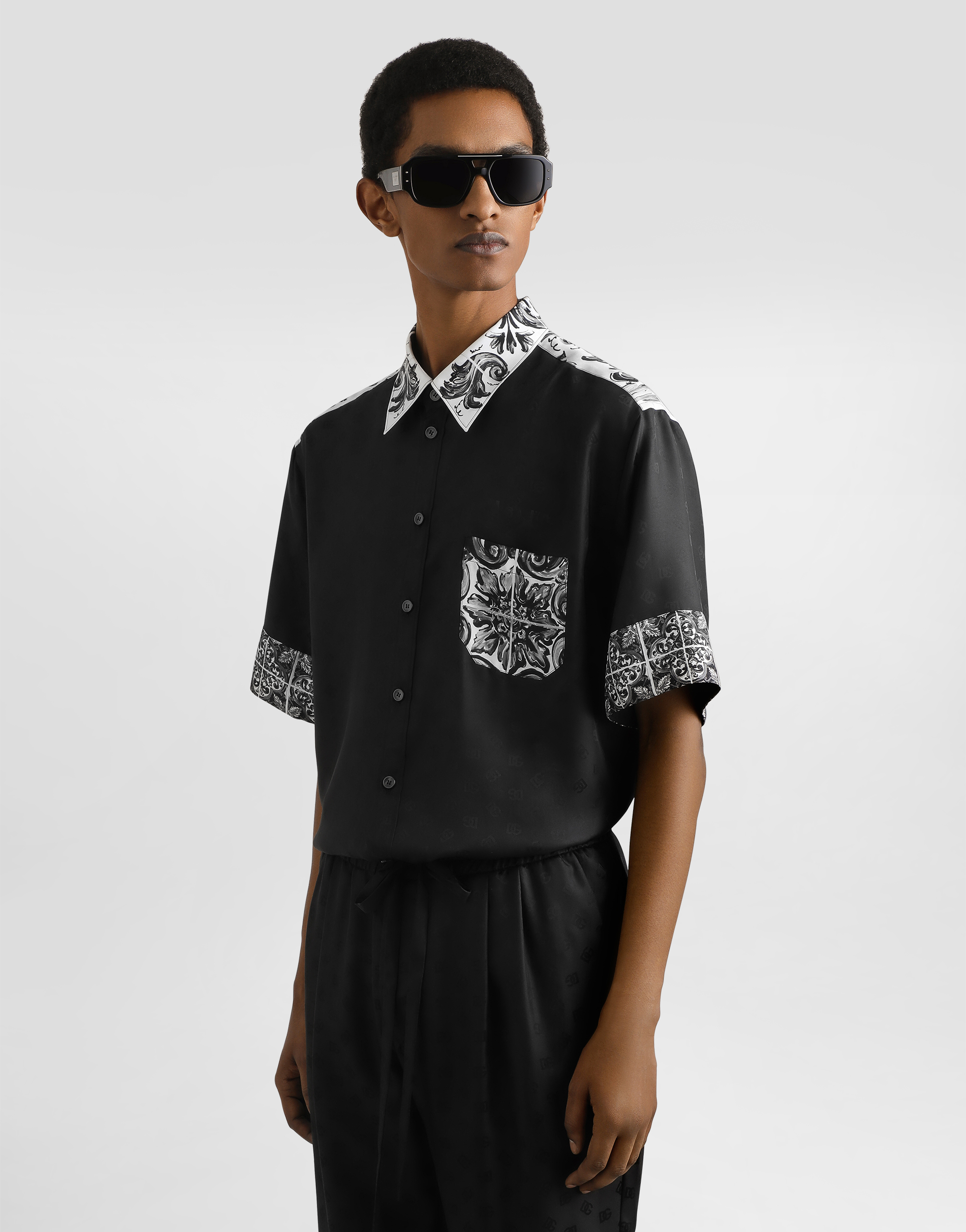 Dolce & Gabbana Majolica-print Hawaii Silk Jacquard Shirt